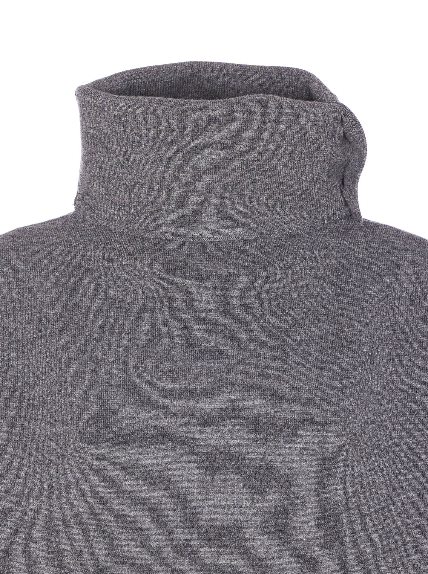 Haikure Cozy High Neck Sweater With Button Detail In Gray