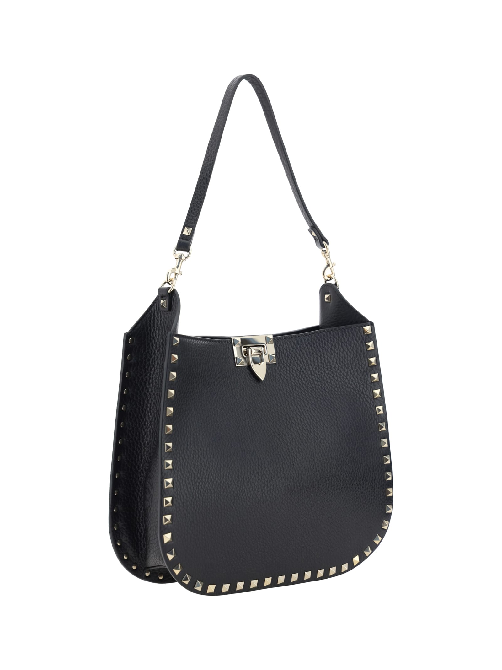 Shop Valentino Rockstud Shoulder Bag In Nero