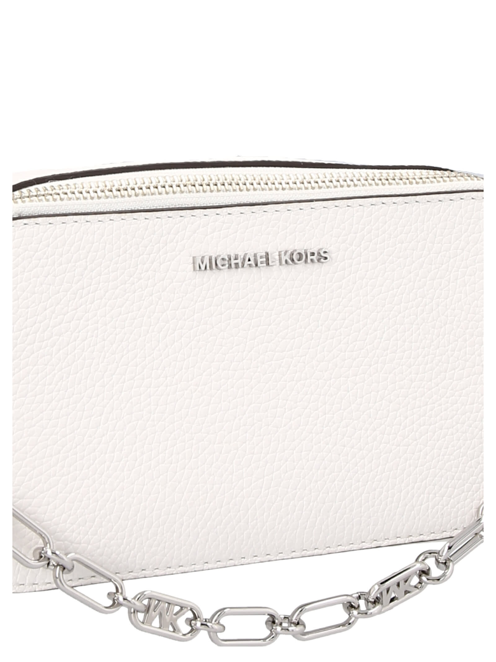 Shop Michael Kors Logo Crossbody Bag  In White