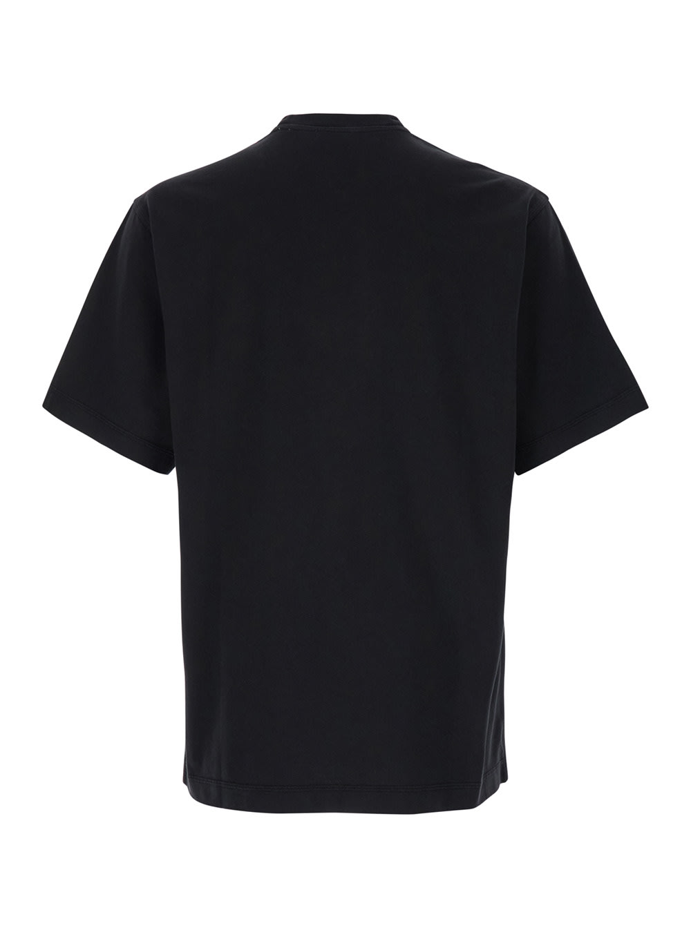 Shop Burberry Black Boxy T-shiirt With Tonal Equestrian Knight Embroidery In Cotton Man