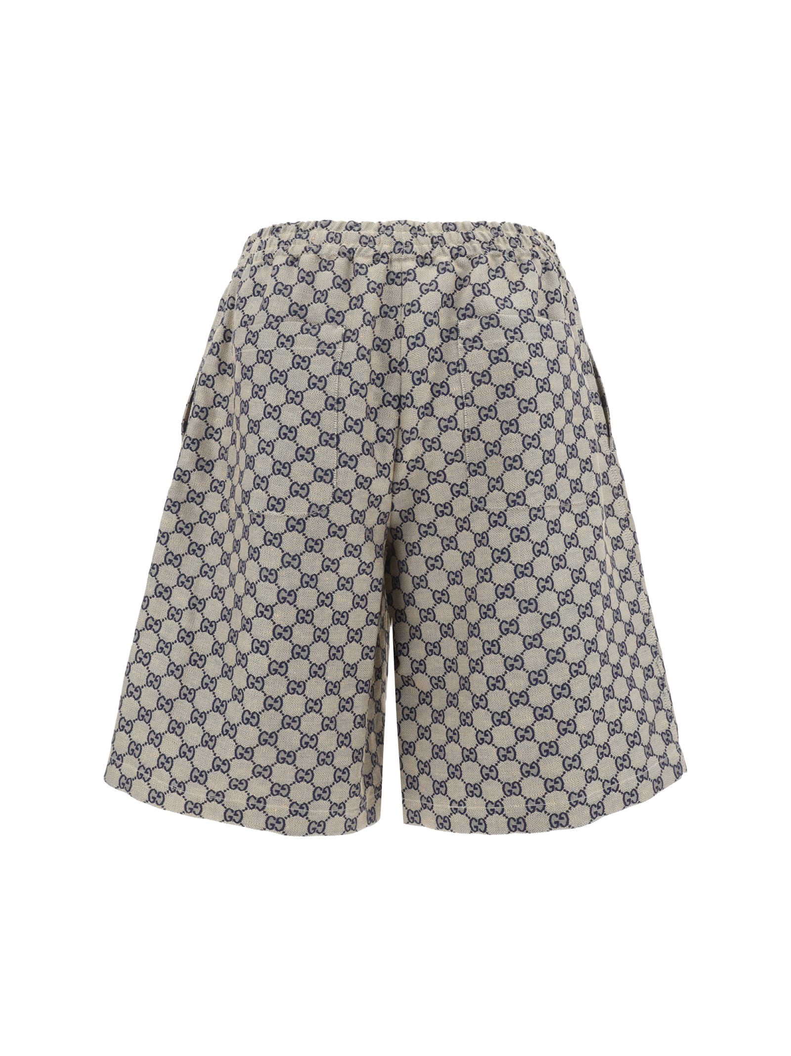 Shop Gucci Shorts In Oatmilk/blue