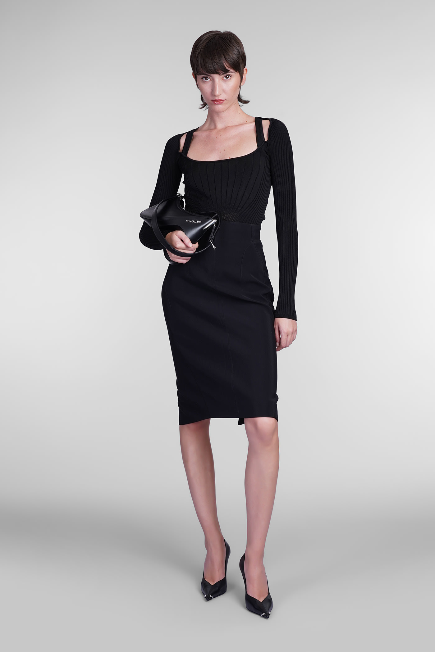 Shop Mugler Skirt In Black Viscose