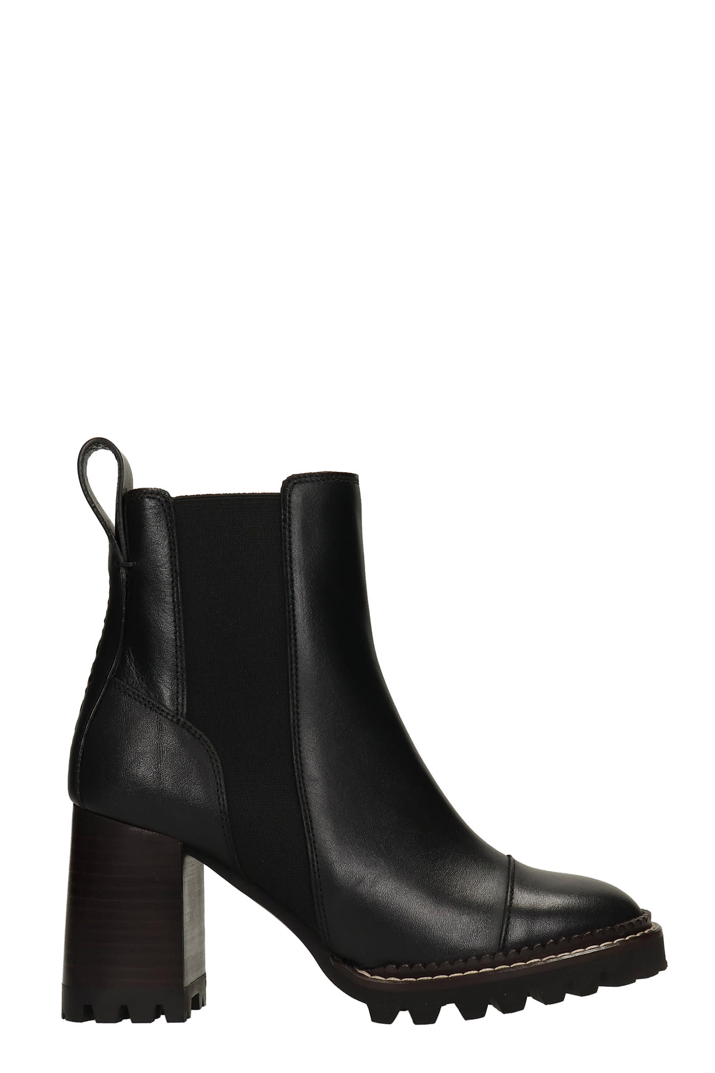 See by Chloé Mallory High Heels Ankle Boots In Black Leather