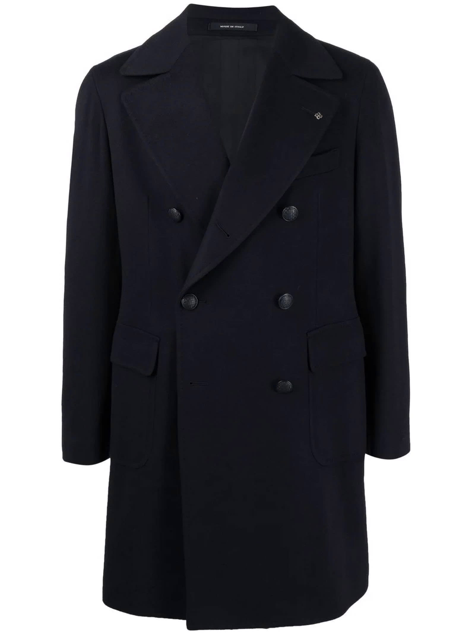 Tagliatore Navy Blue Wool-cashmere Blend Coat