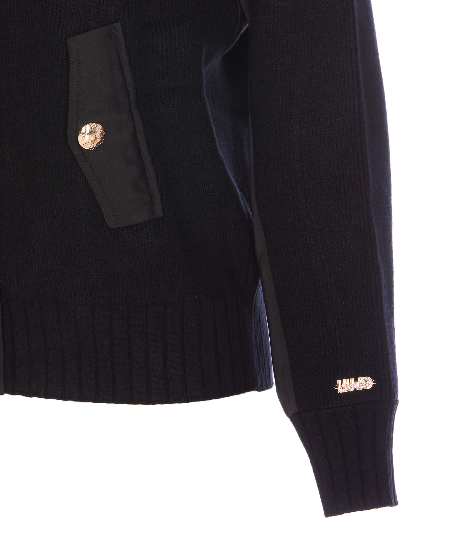 Shop Liu •jo Zipped Sweater In Black