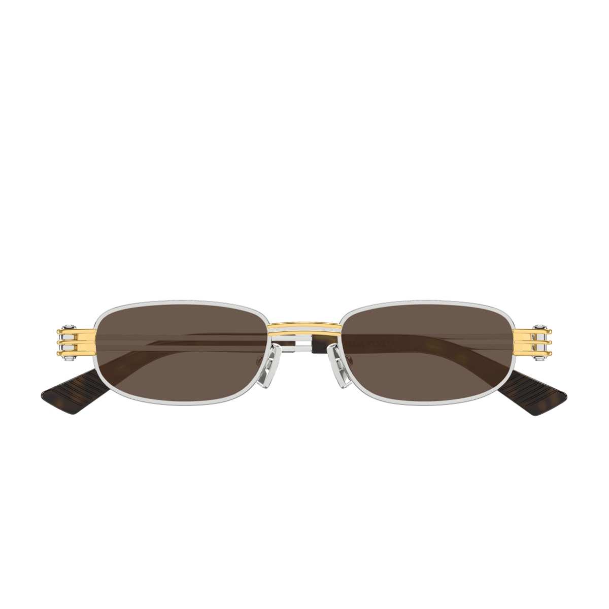 Bottega Veneta Bv1381s Linea Other 001 Silver Brown Sunglasses In Brown