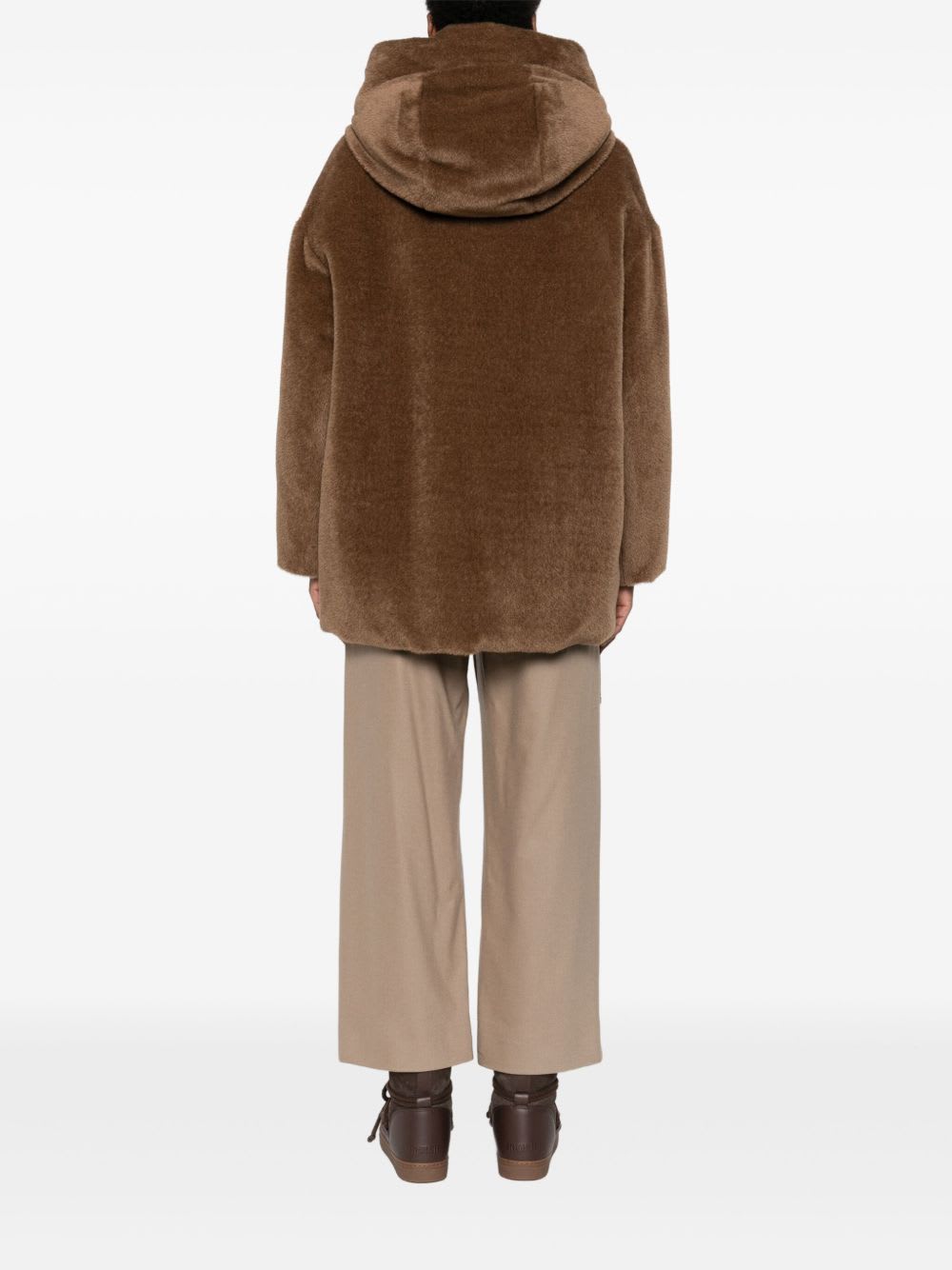 Max Mara The Cube Max Mara Olivia Hooded Coat In Brown