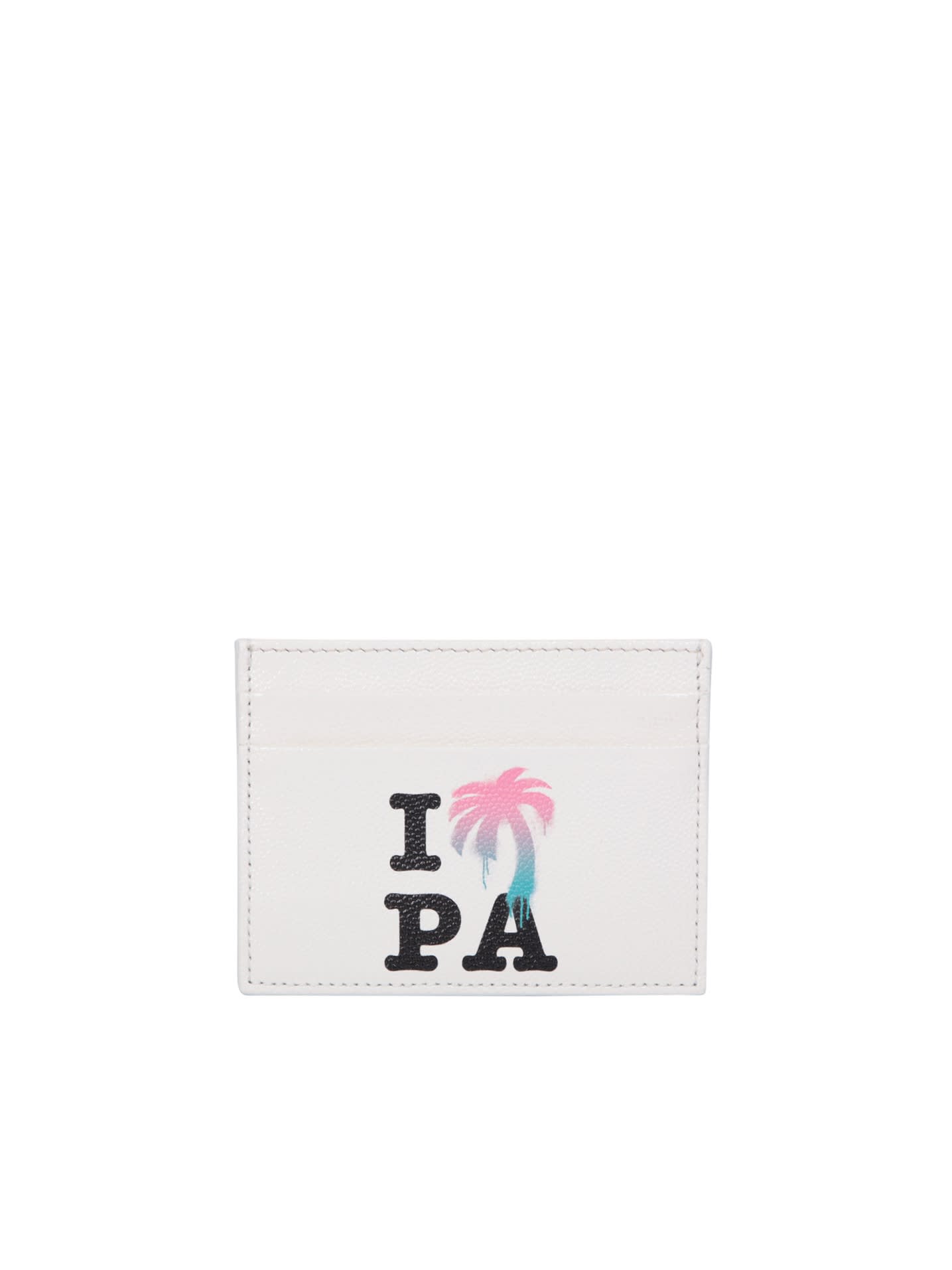 Palm Angels Graphic Print Cream Cardholder