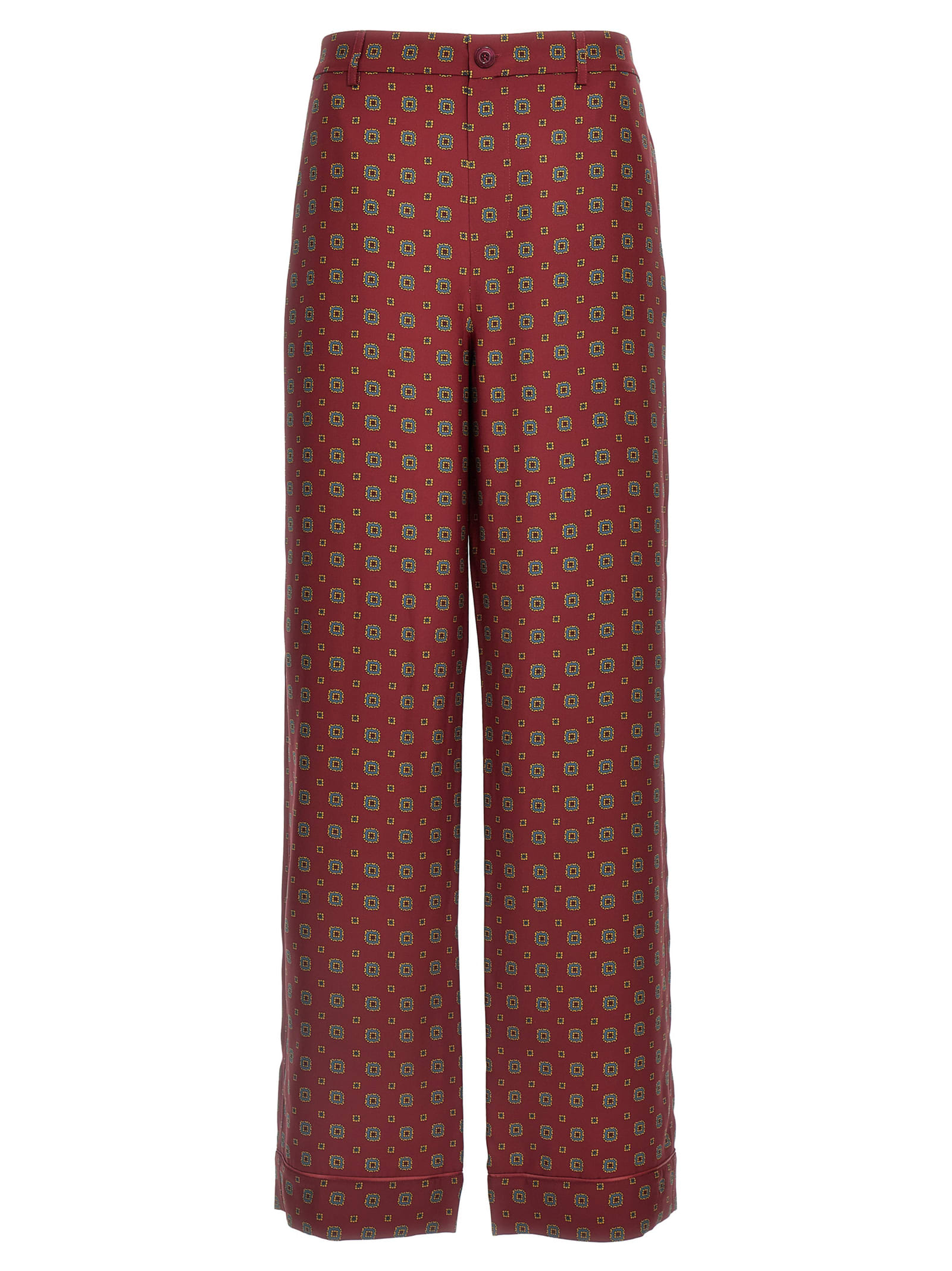 Shop Moschino Patterned Pants In Bordeaux