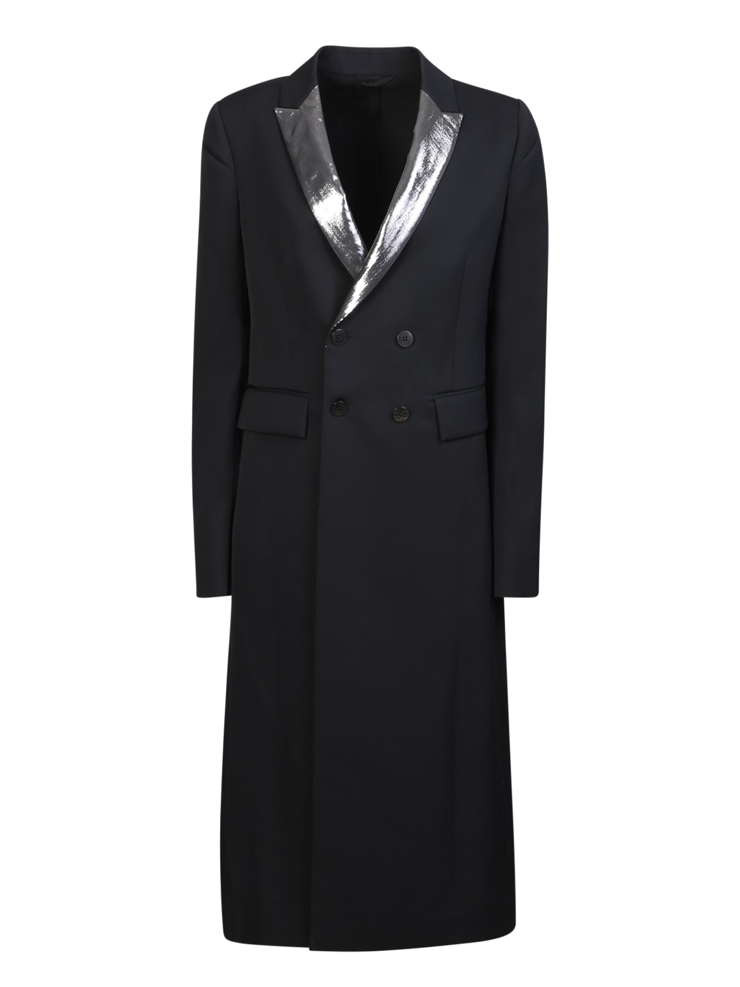 Shop Sapio Black Lurex Tuxedo Coat