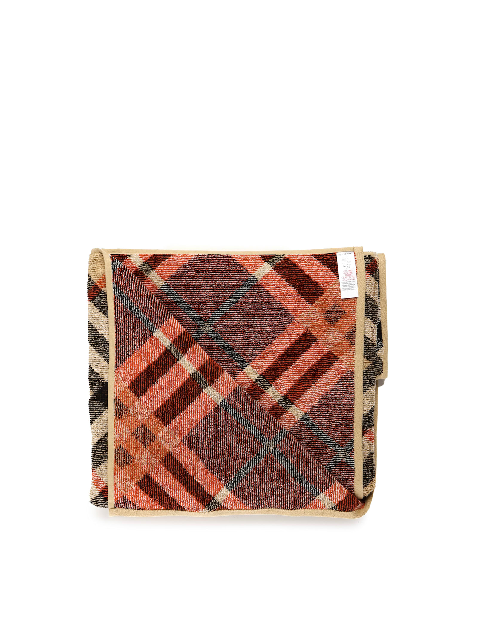 Shop Burberry Cotton Towel Check In Sand Ip Check
