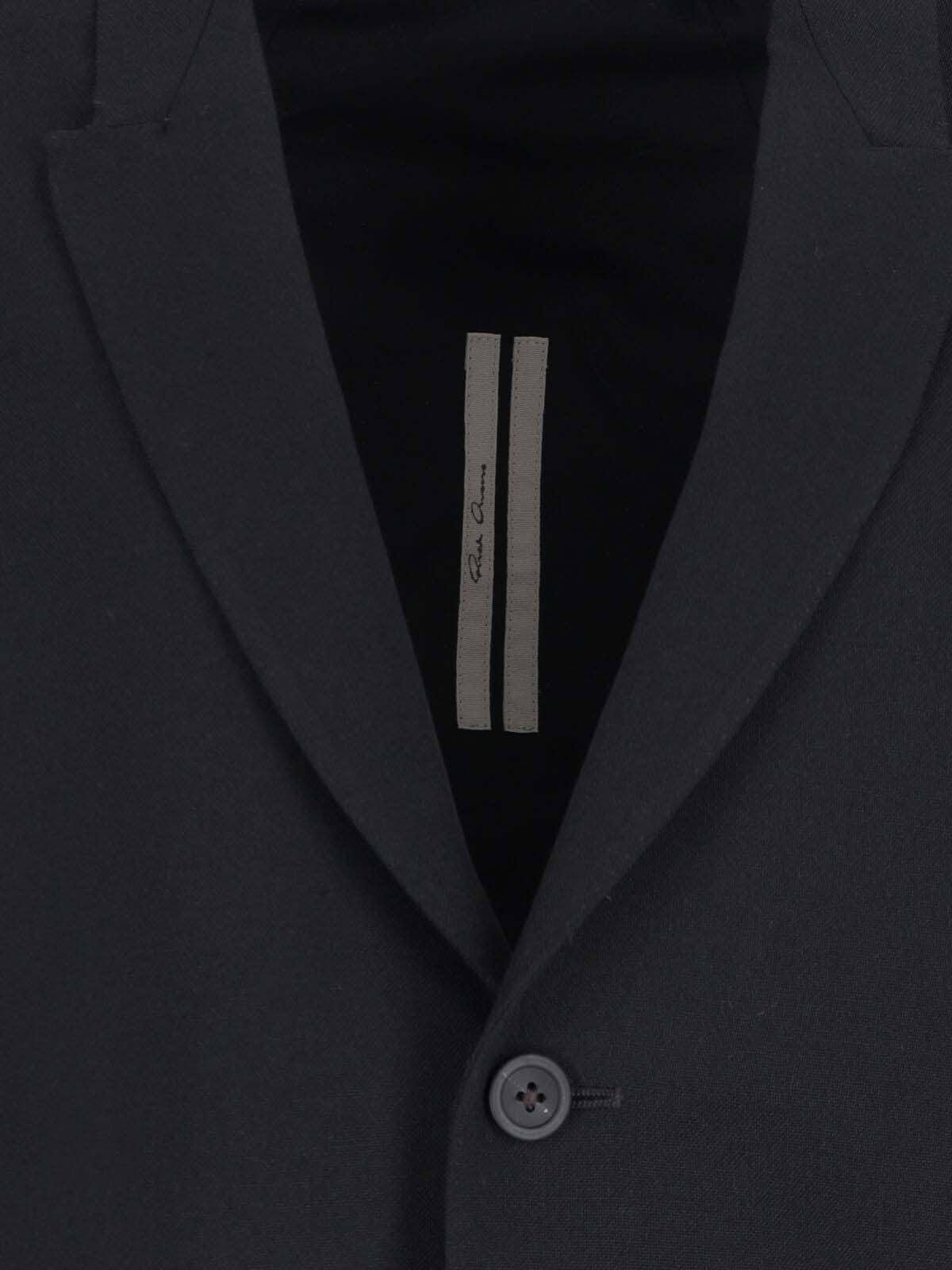 Rick Owens Tailored Jacket With Notched Lapel And Back Vent In Black