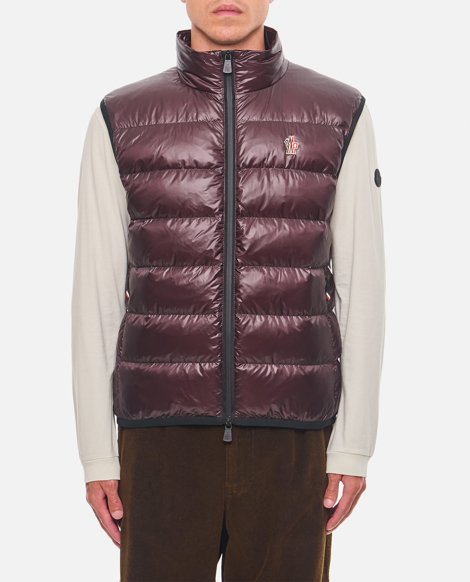 Shop Moncler Padded Vest In Brown