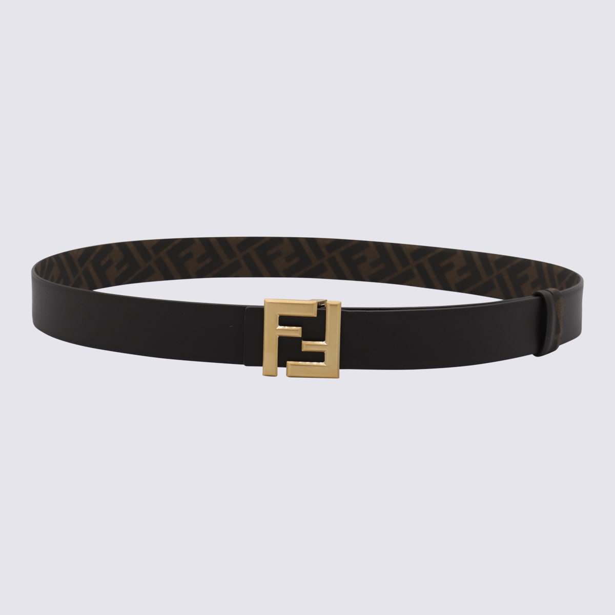Fendi Black And Gold Leather Belt