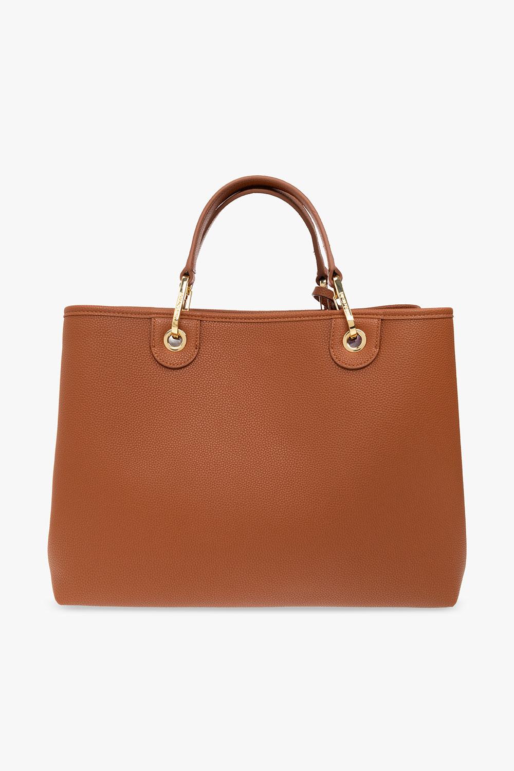 Shop Emporio Armani Myea Medium Shopper Bag In Leather