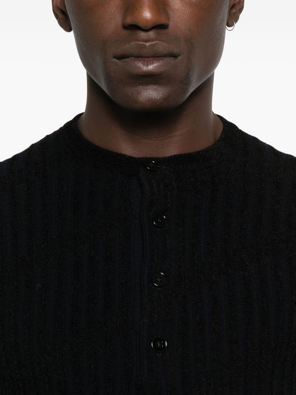 Emporio Armani Tonal Diamond Wool Sweater In Black