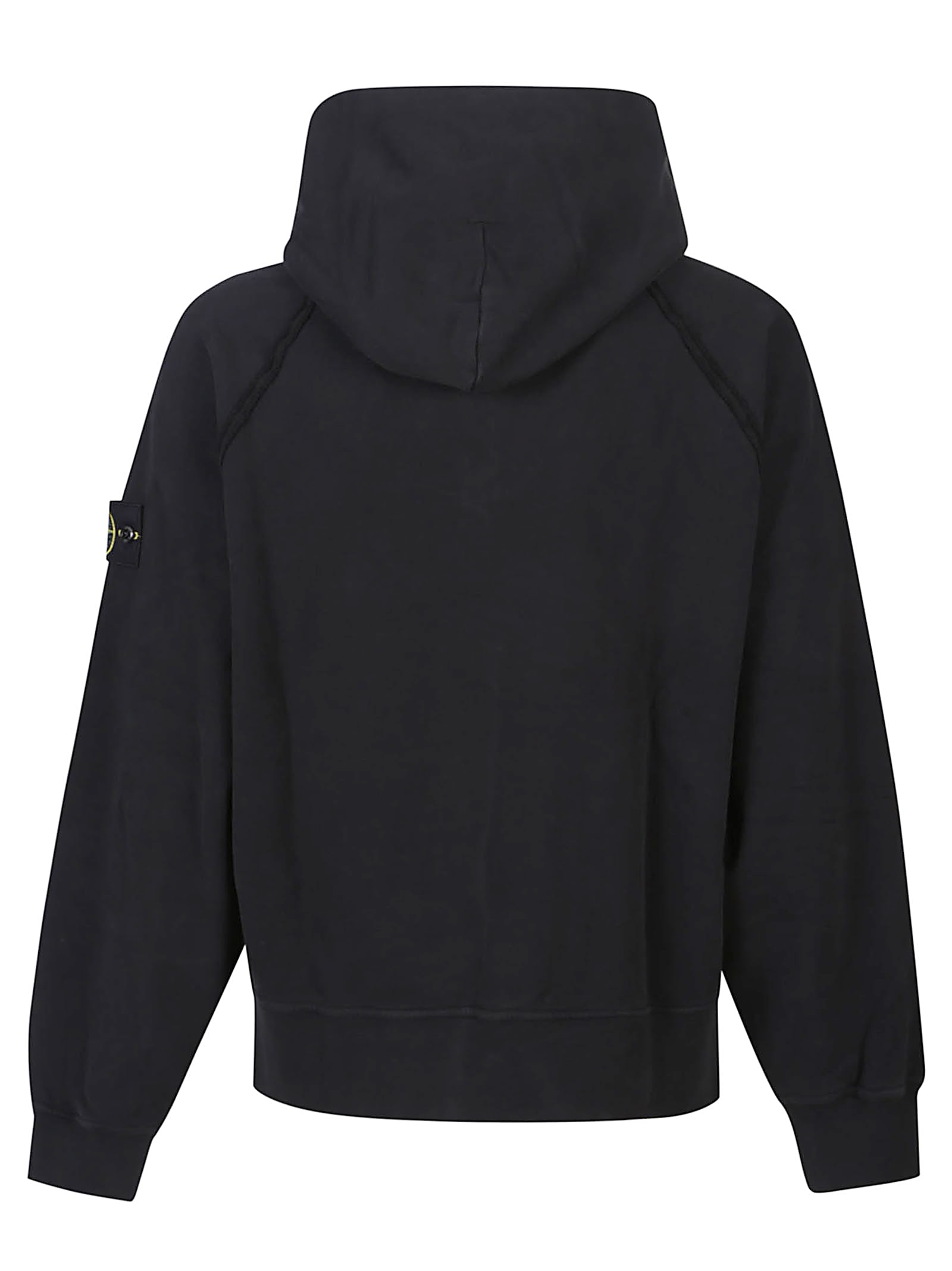 Stone Island Brushed Organic Cotton Fleece Oversized Fit Hoodie Clothing In Black