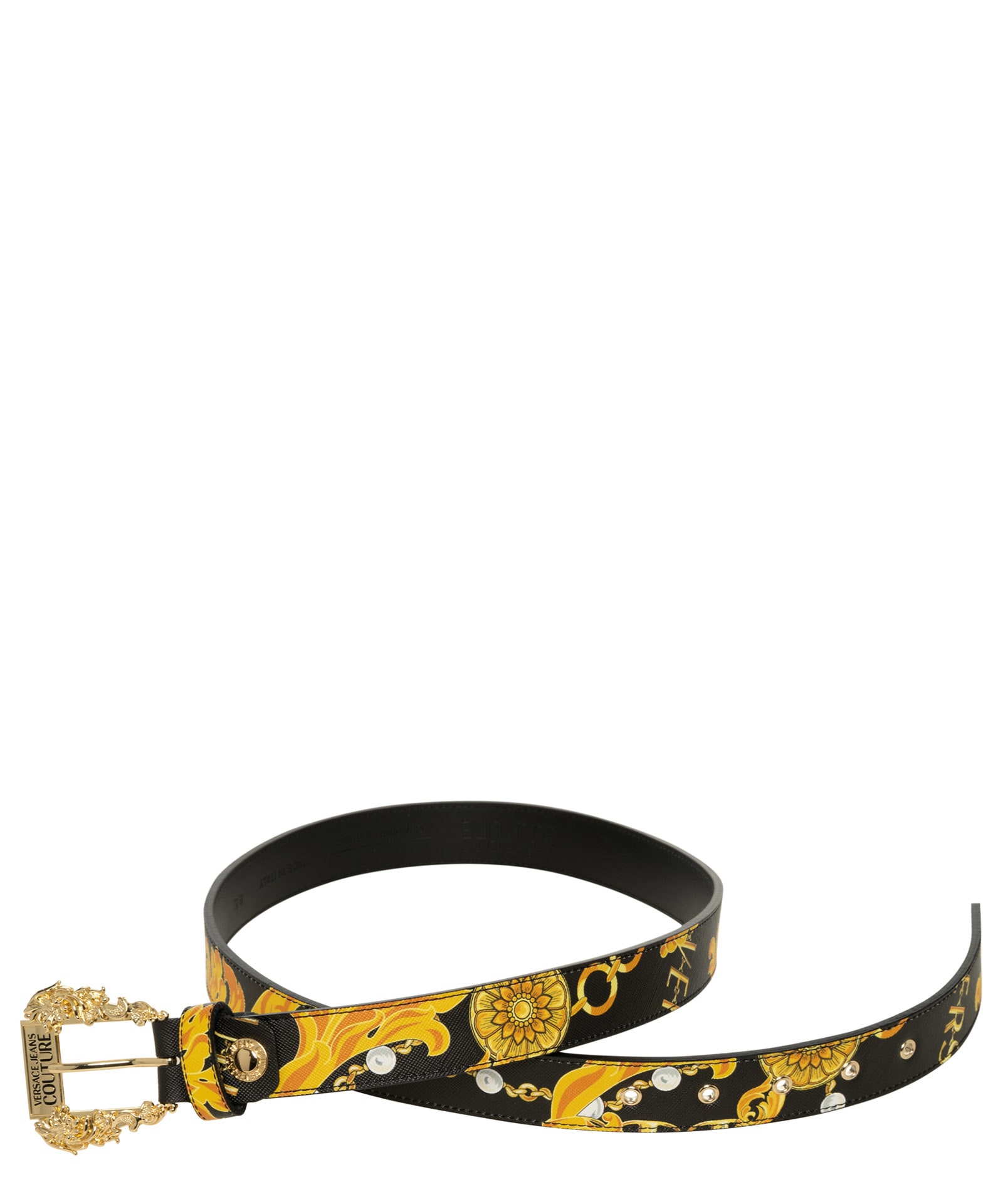 Shop Versace Jeans Couture Chain Couture Leather Belt In Nero