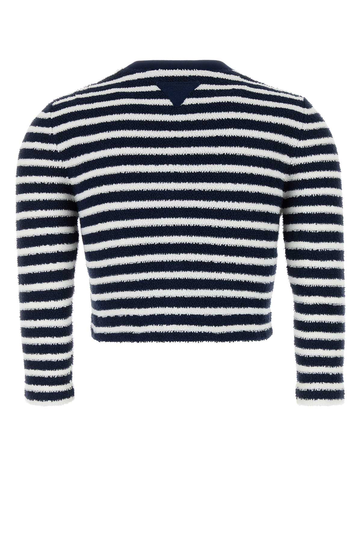 Prada Bouclé Cardigan In Navy+naturale