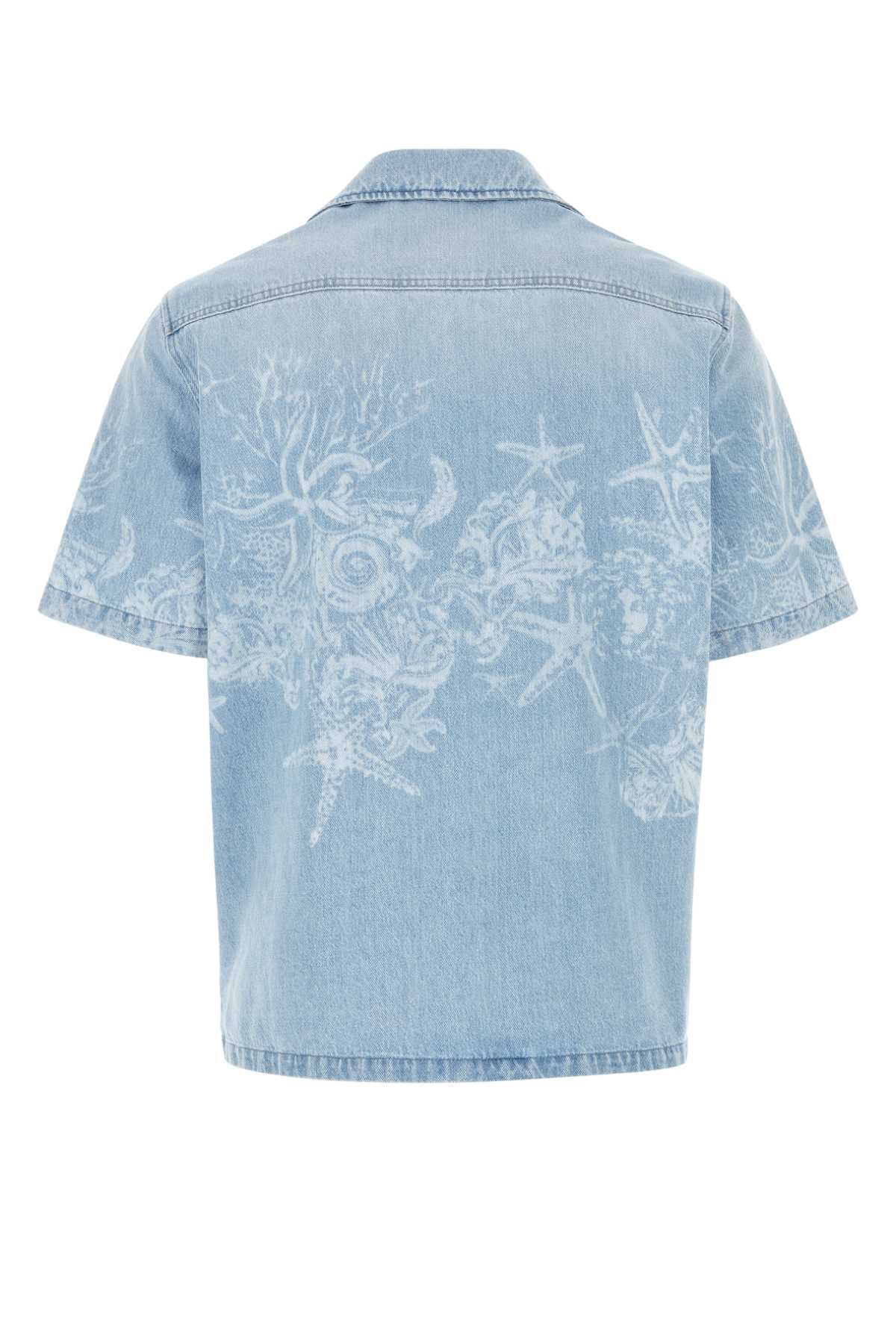 Shop Versace Denim Shirt In Lightblue