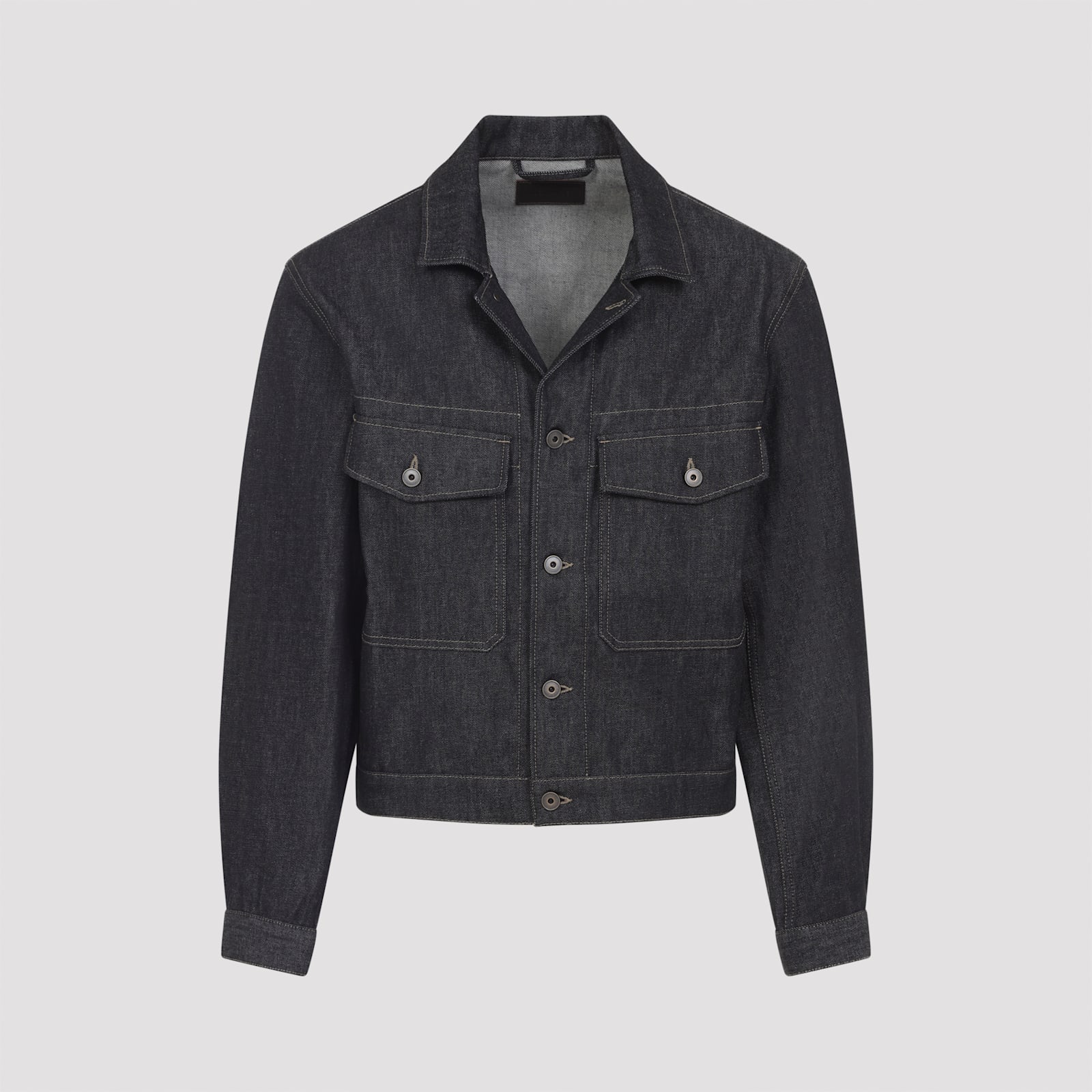 Lemaire Patch-pocket Denim Jacket In Gray