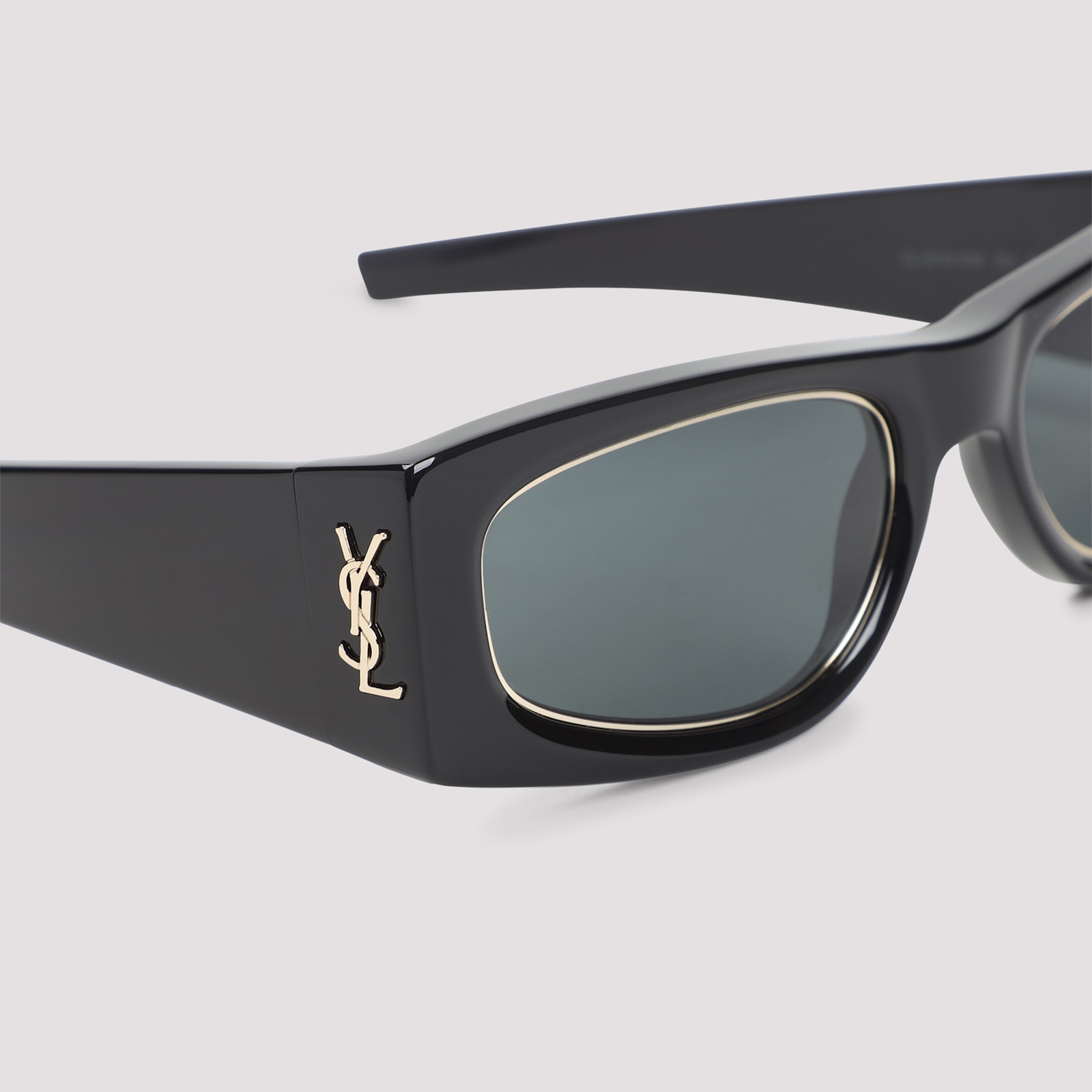 Saint Laurent Black Oval Shield Sunglasses In Black