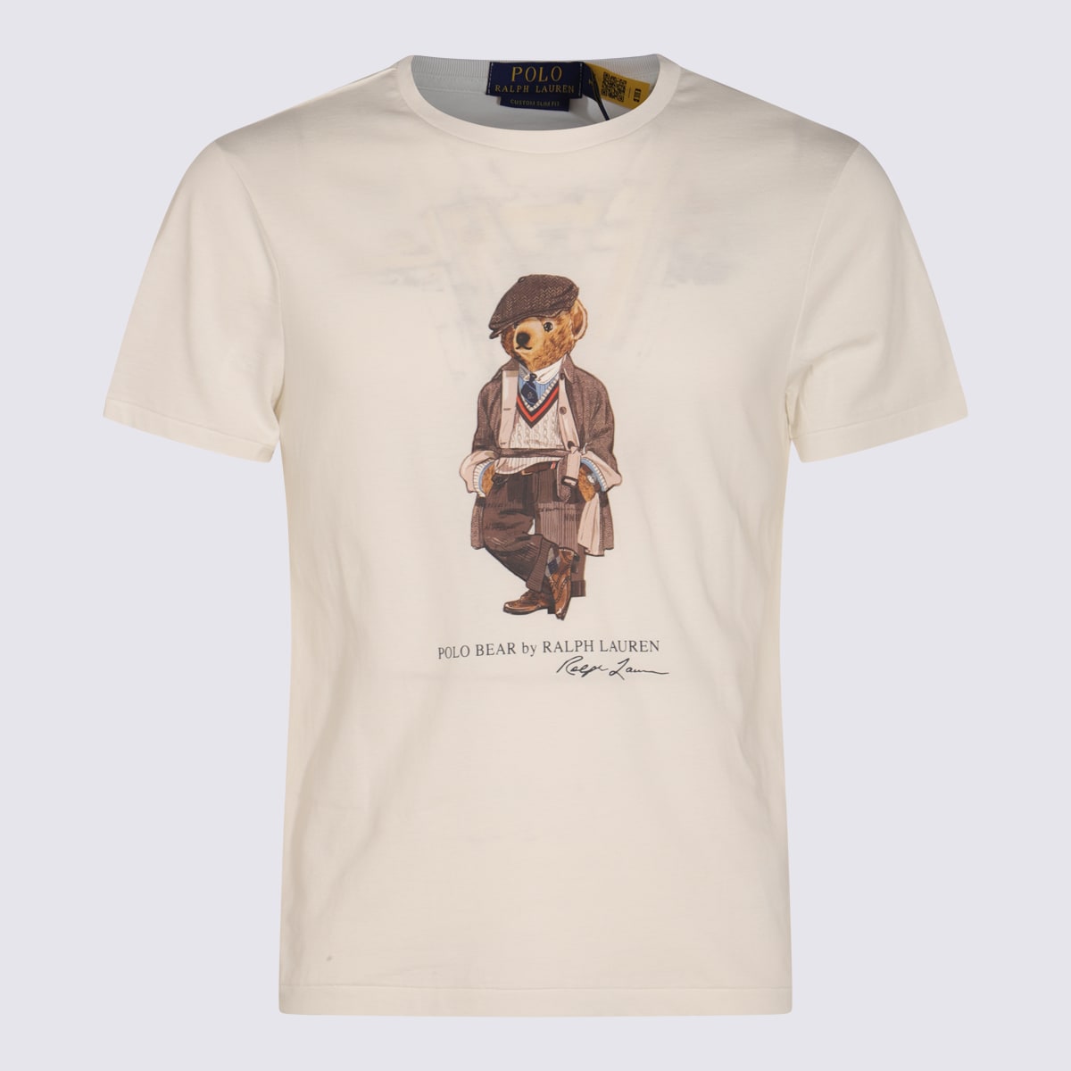 Polo Ralph Lauren White Polo Bear Custom Slim-fit T-shirt In Neutral