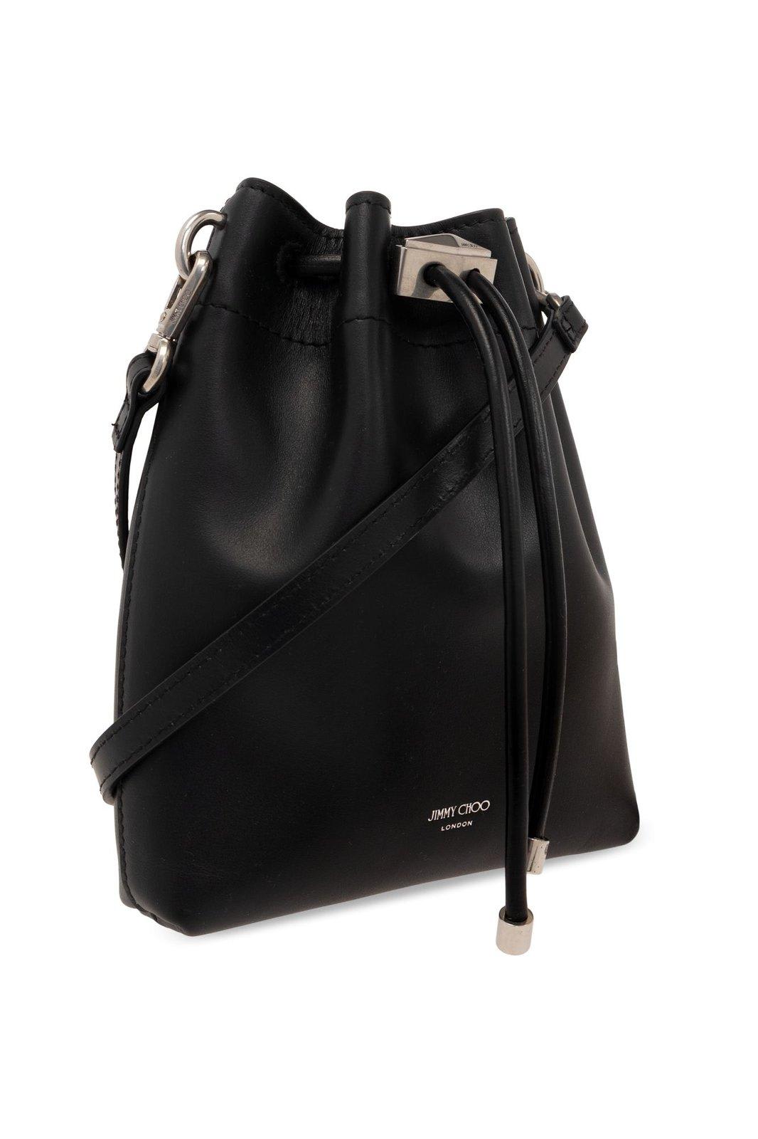 Shop Jimmy Choo Bon Bon Drawstring Crossbody Bag In Black