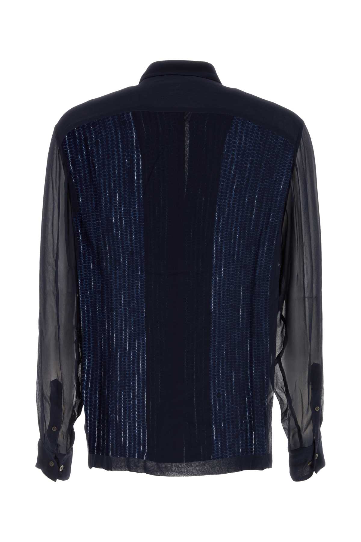 Shop Dries Van Noten Blue Crepe Clasens Shirt In Navy