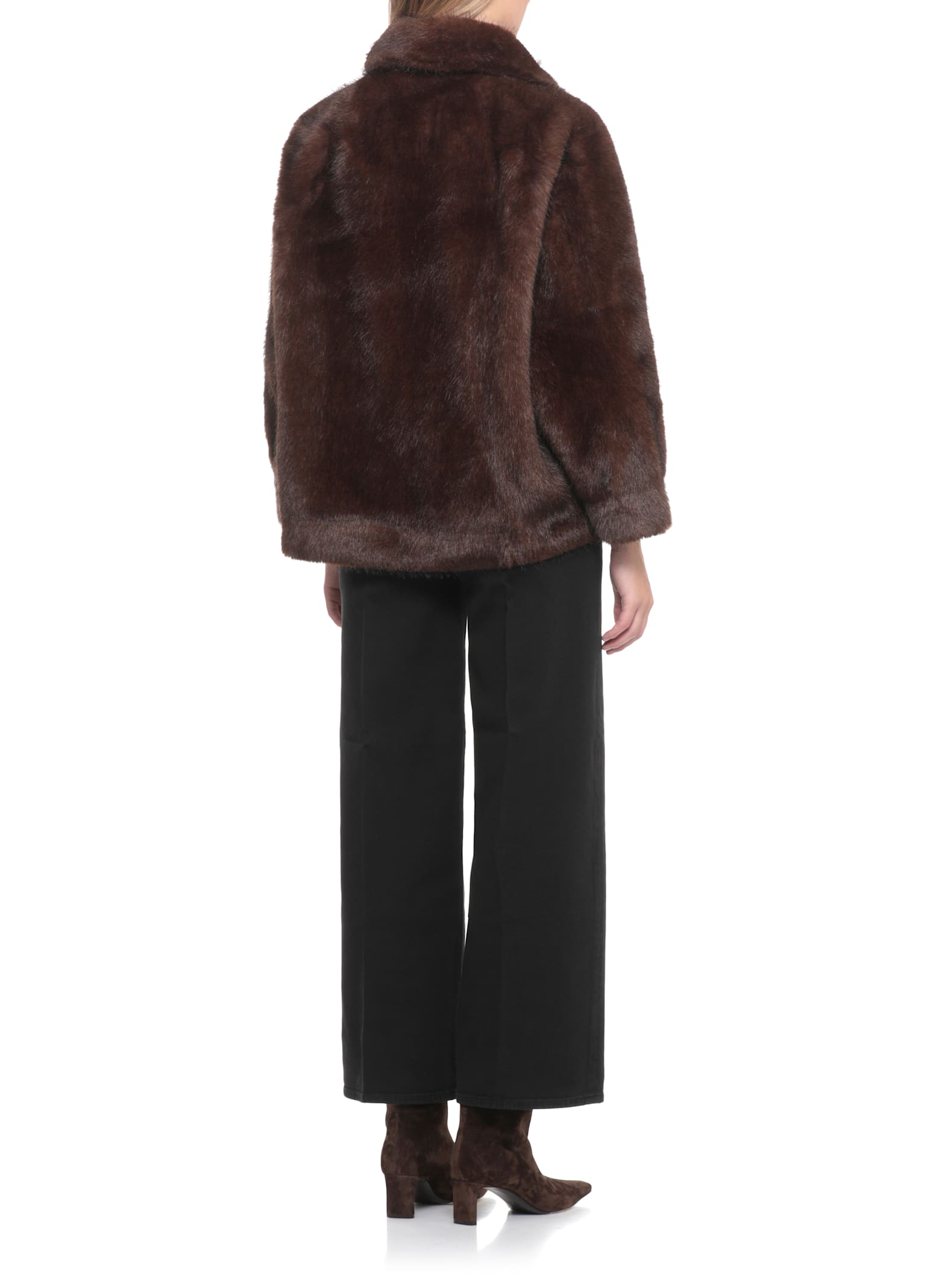 Valentini 1972 Synthetic Fur Coat In Brown