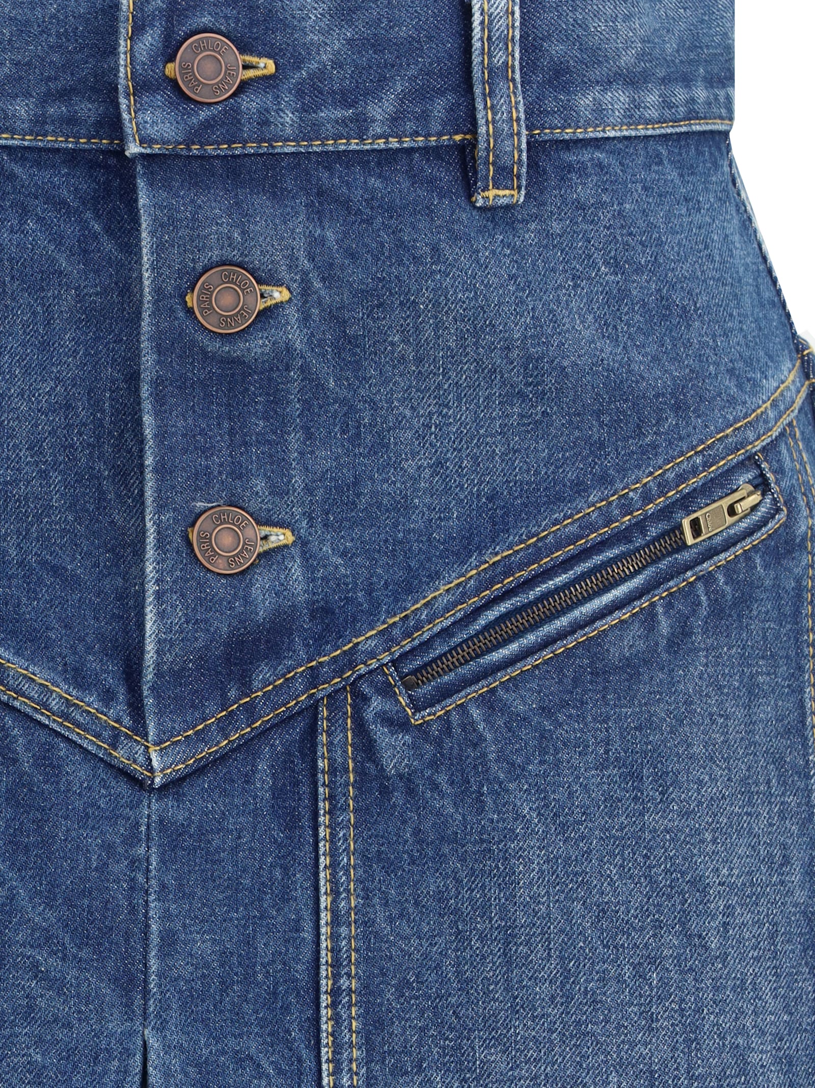 Chloé Knee-length Skirt In Washed Blue Denim Women In Blue