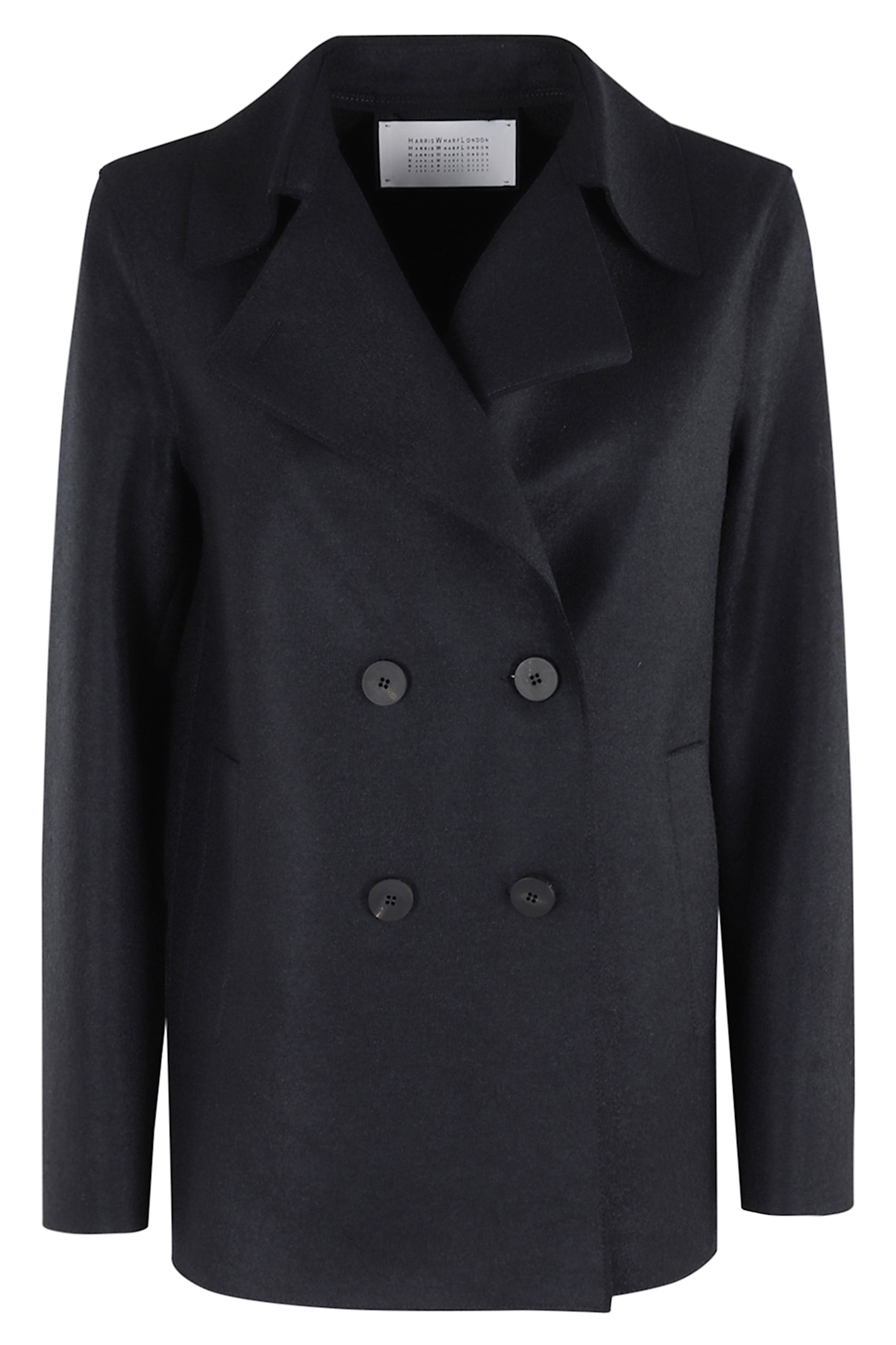 Harris Wharf London Virgin Wool Double-breasted Blazer In Black