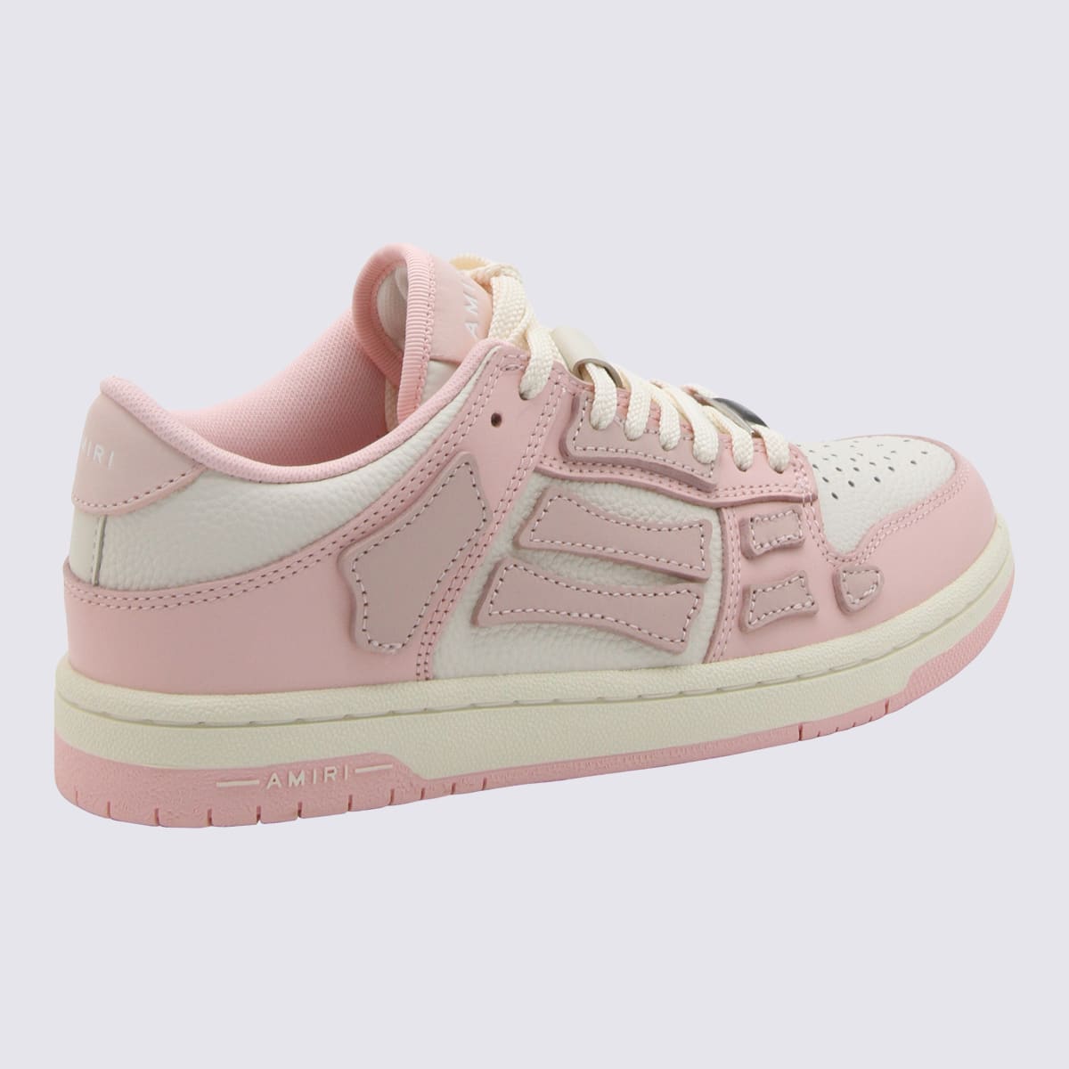 Shop Amiri Pink And White Leather Chunky Skel Sneakers In Purple/white