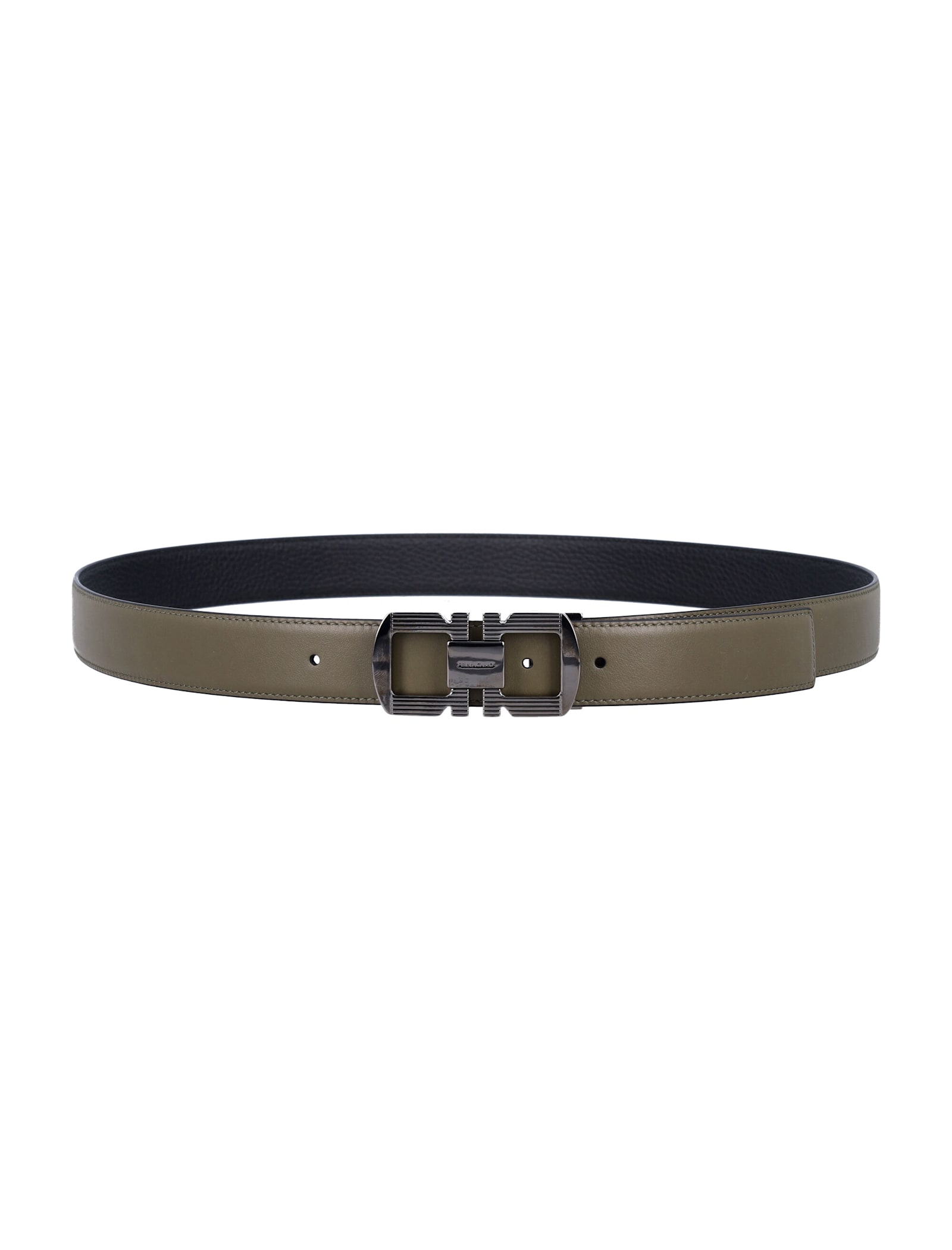 Ferragamo Gancini Belt In New Olive Nero