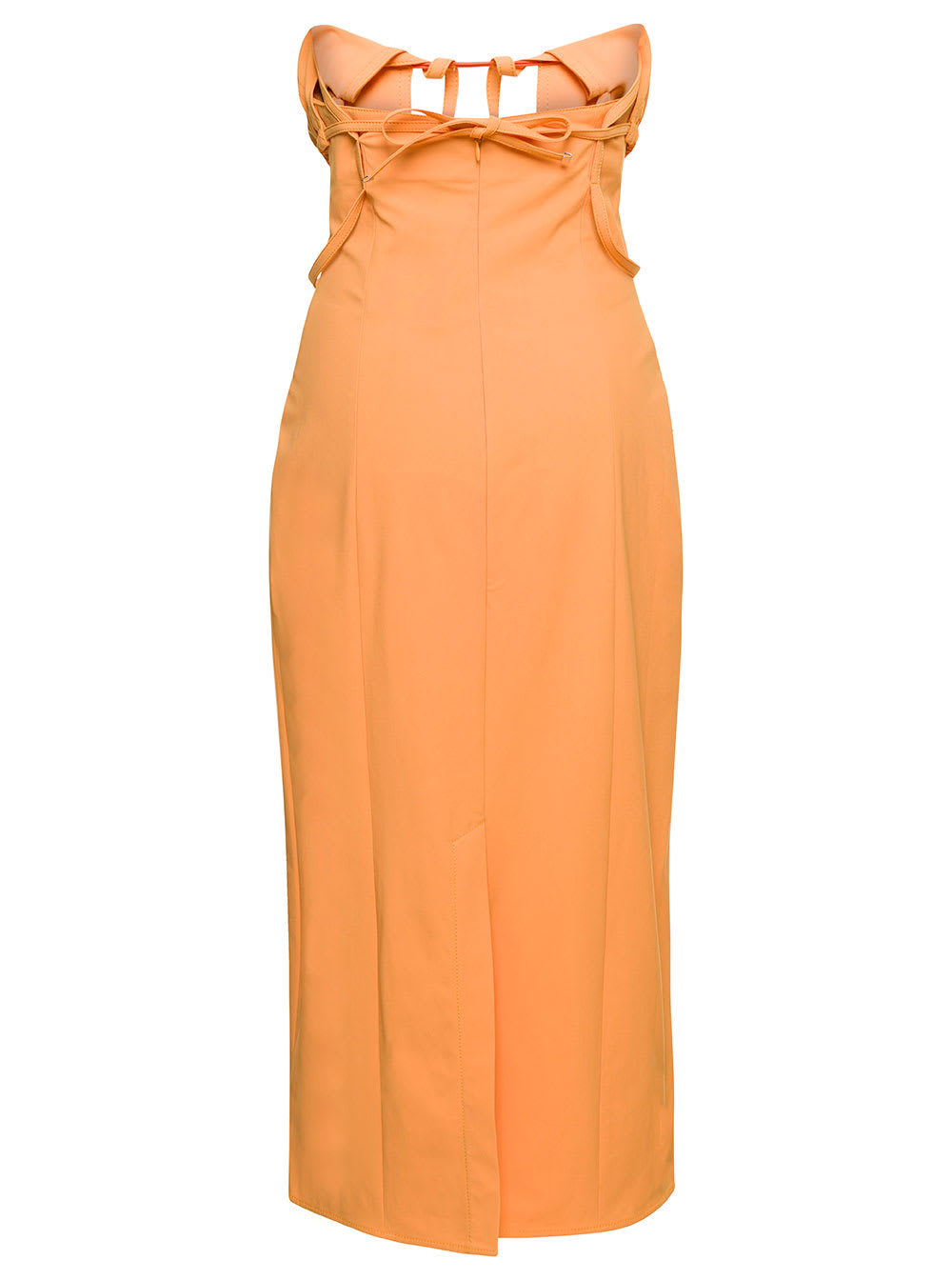 Shop Jacquemus Orange Midi Dress La Robe Bikini In Cotton Blend Woman