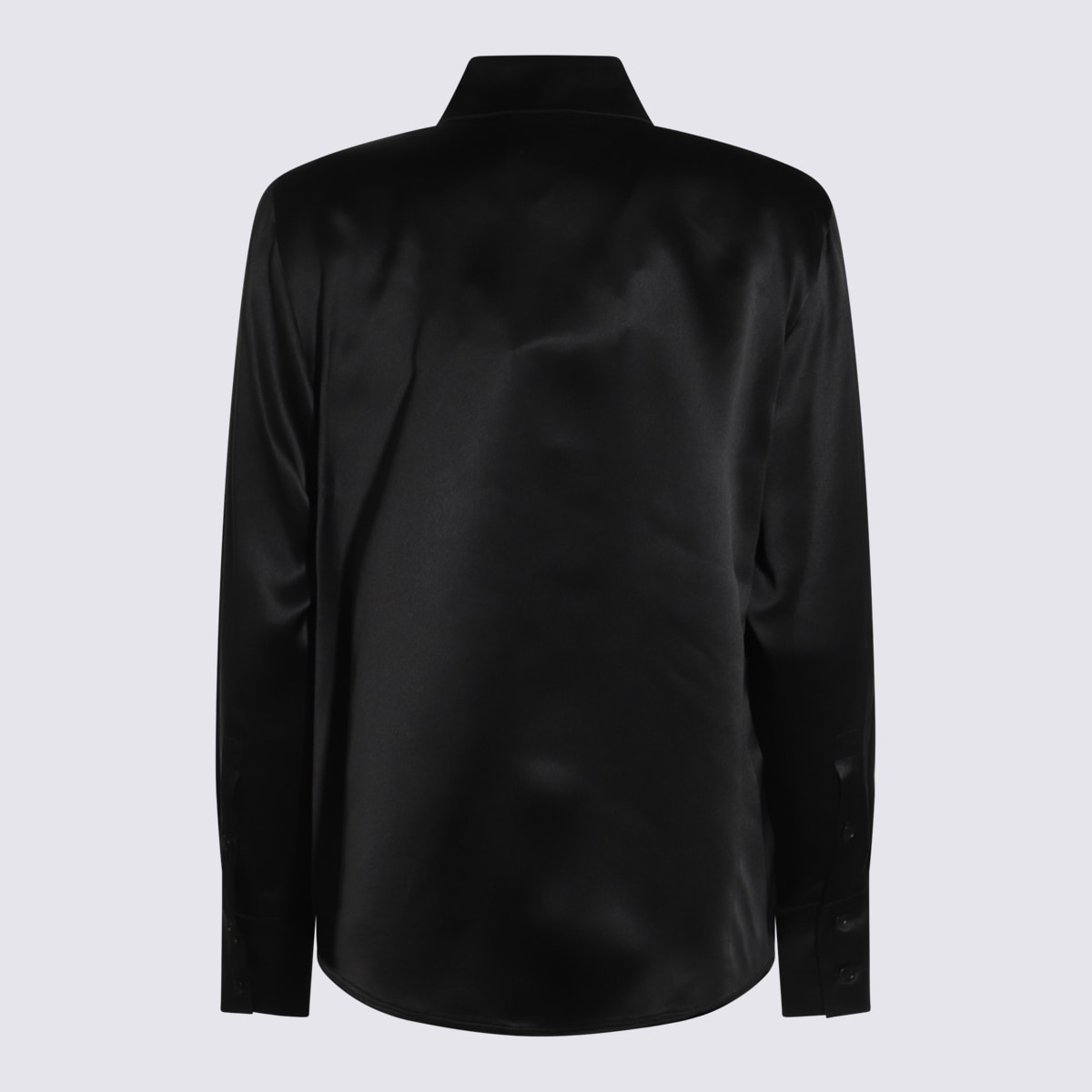 Max Mara Silk Satin Shirt In Black