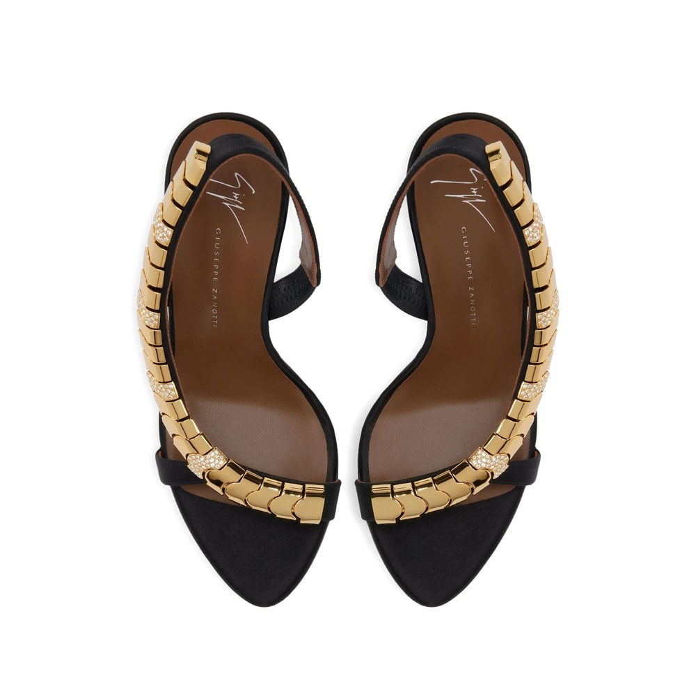Giuseppe Zanotti 105mm Dafne Satin Slingback Sandals In Black