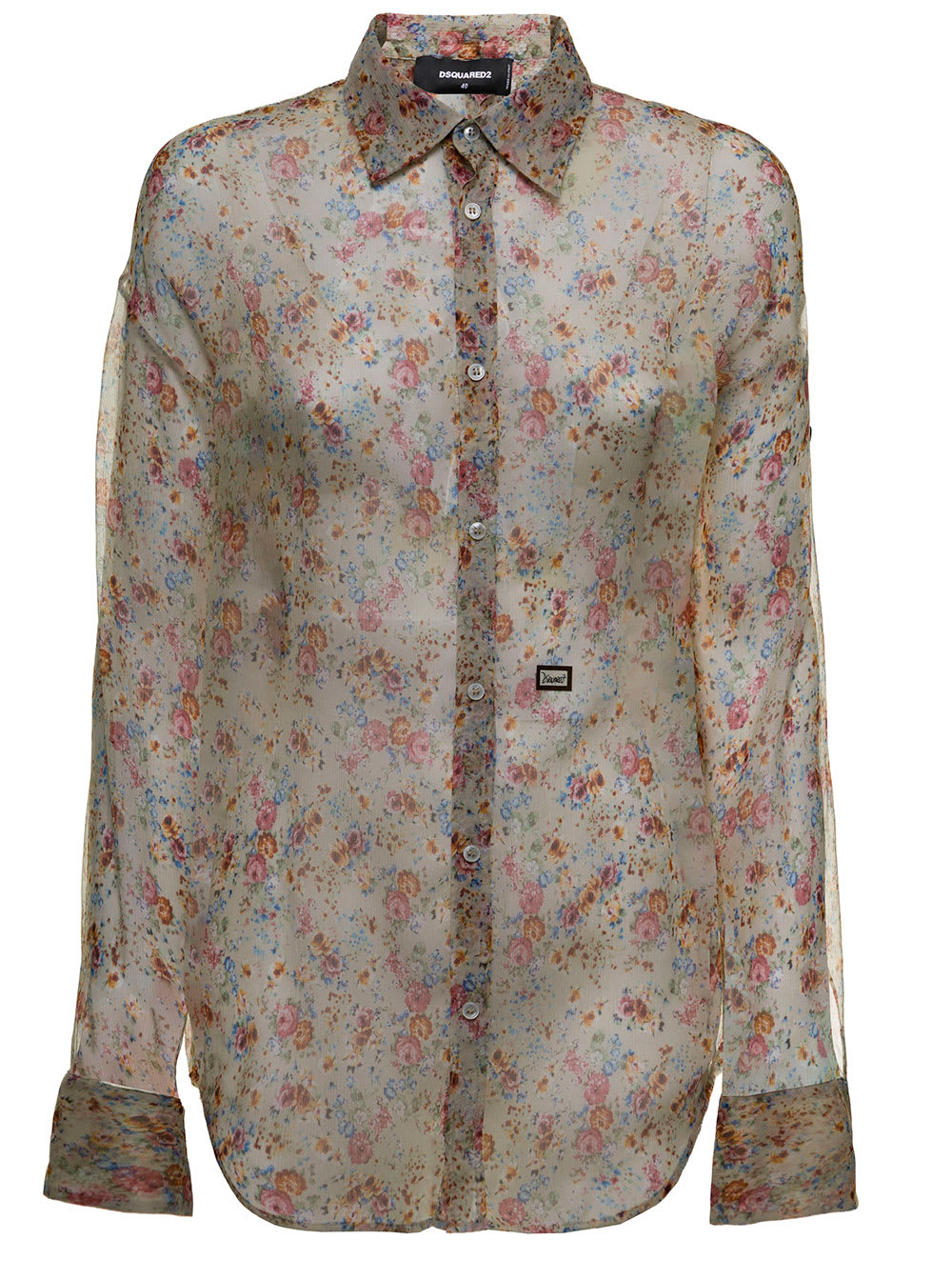 Dsquared2 Floral Silk Voile Shirt