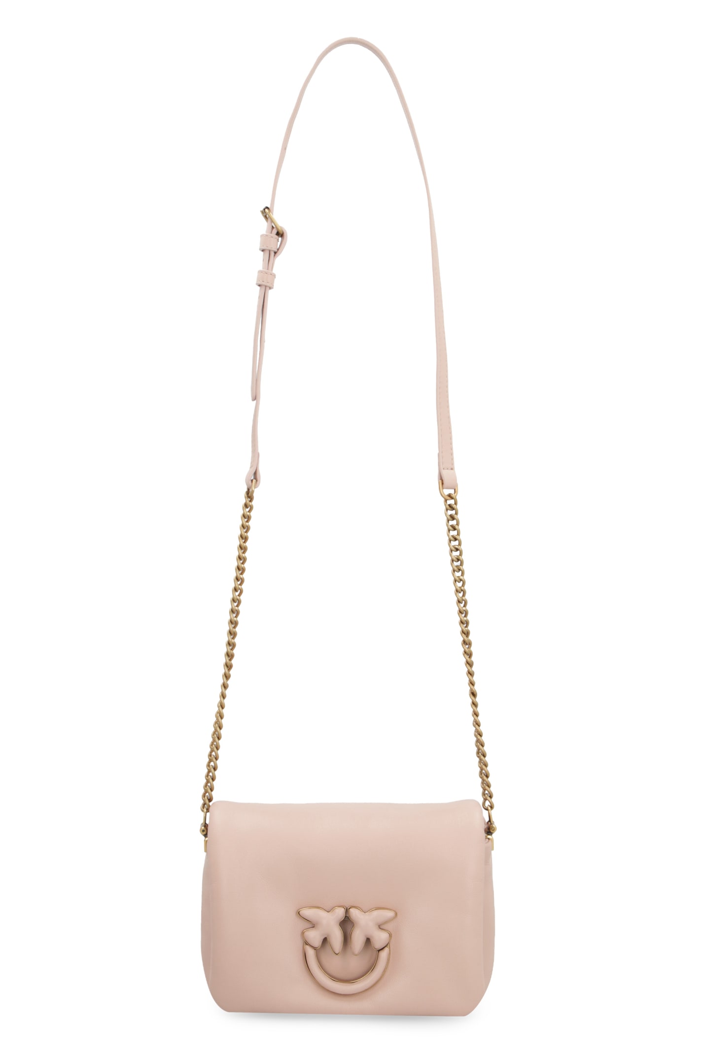 Shop Pinko Love Click Baby Puff Leather Bag In Cipria