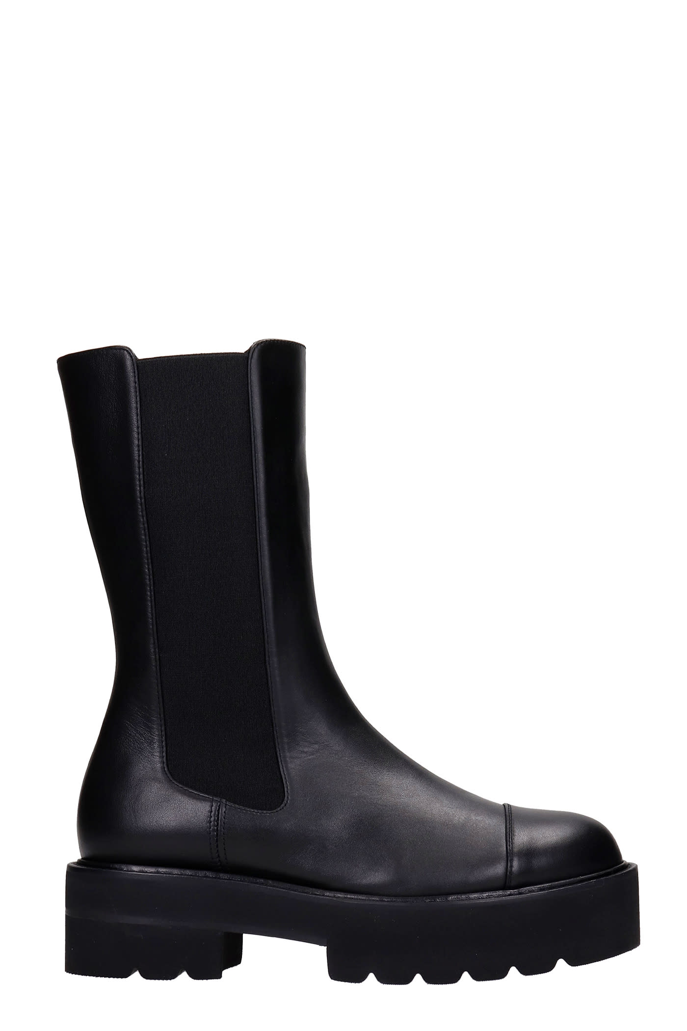 Stuart Weitzman Presley Ultfl Combat Boots In Black Leather