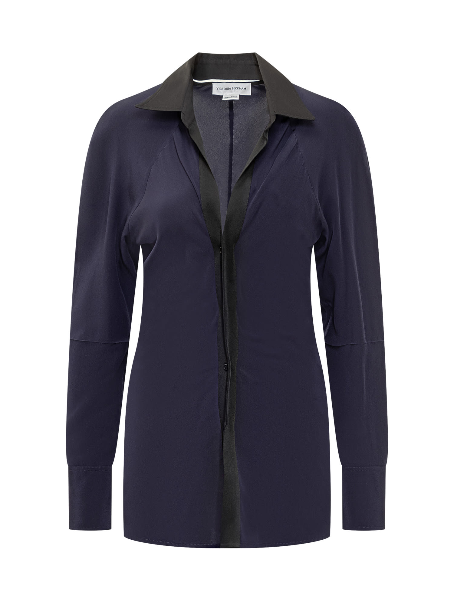 Shop Victoria Beckham Silk Shirt In Ink Blue