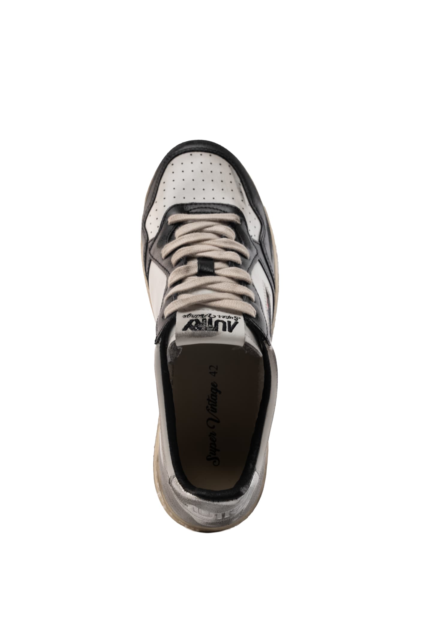 Shop Autry Medalist Low Super Vintage Sneakers In White/black/silver Leather In White/silver/black