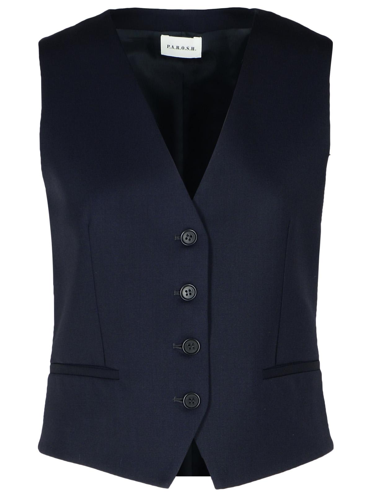 Shop P.a.r.o.s.h Liliux Blue Virgin Wool Blend Vest