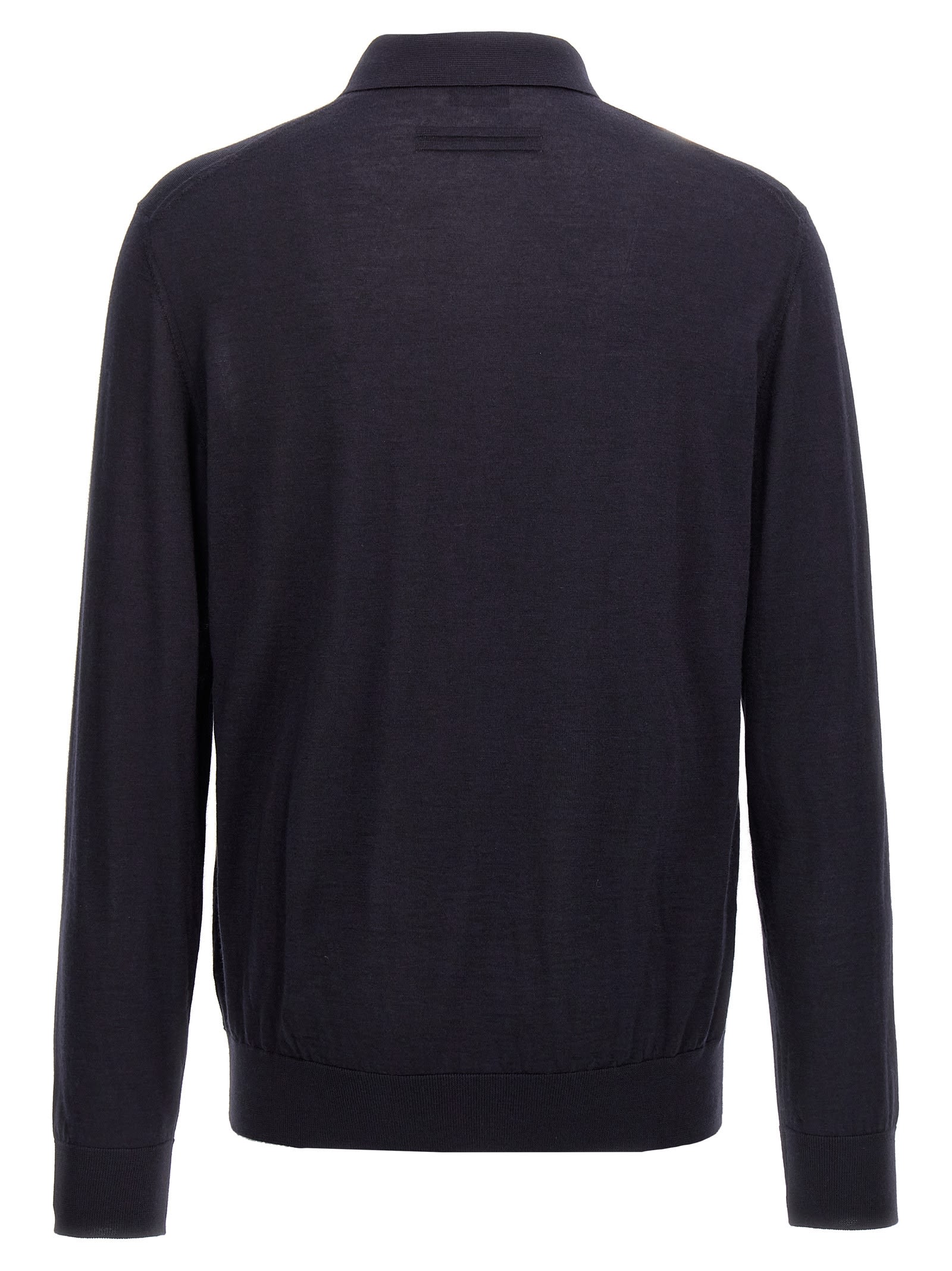 Shop Zegna Silk Cashmere Polo Shirt In Blue