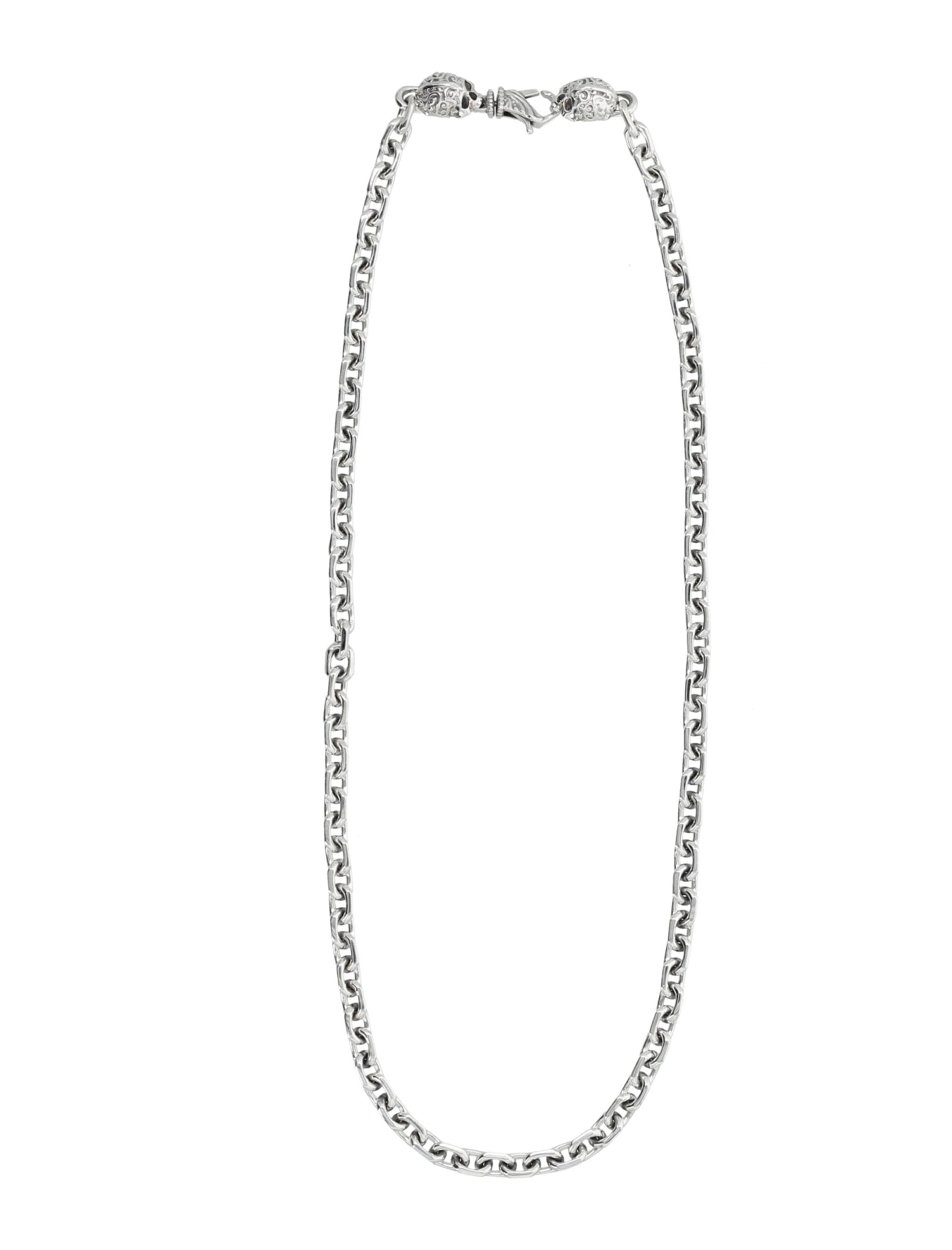 Shop Emanuele Bicocchi Link Chain Necklace With Skulls In Silver