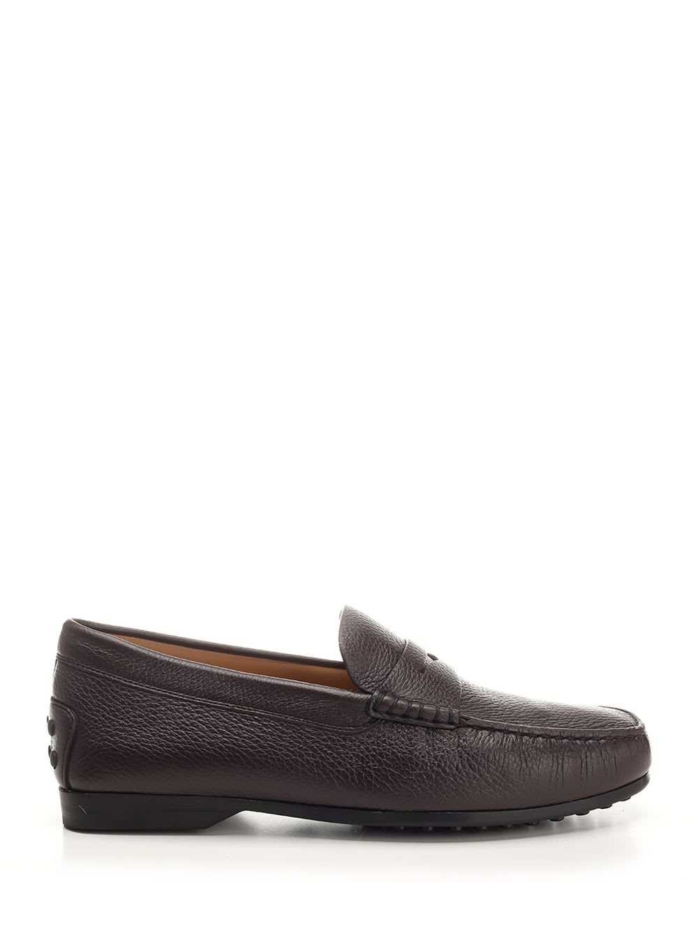 Shop Tod's Dark Brown Deerskin Loafer