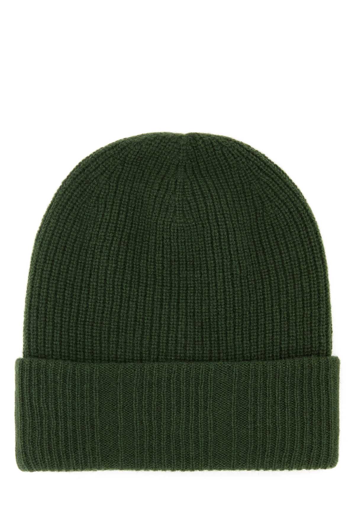 Shop Fendi Green Wool Blend Beanie Hat In Verde