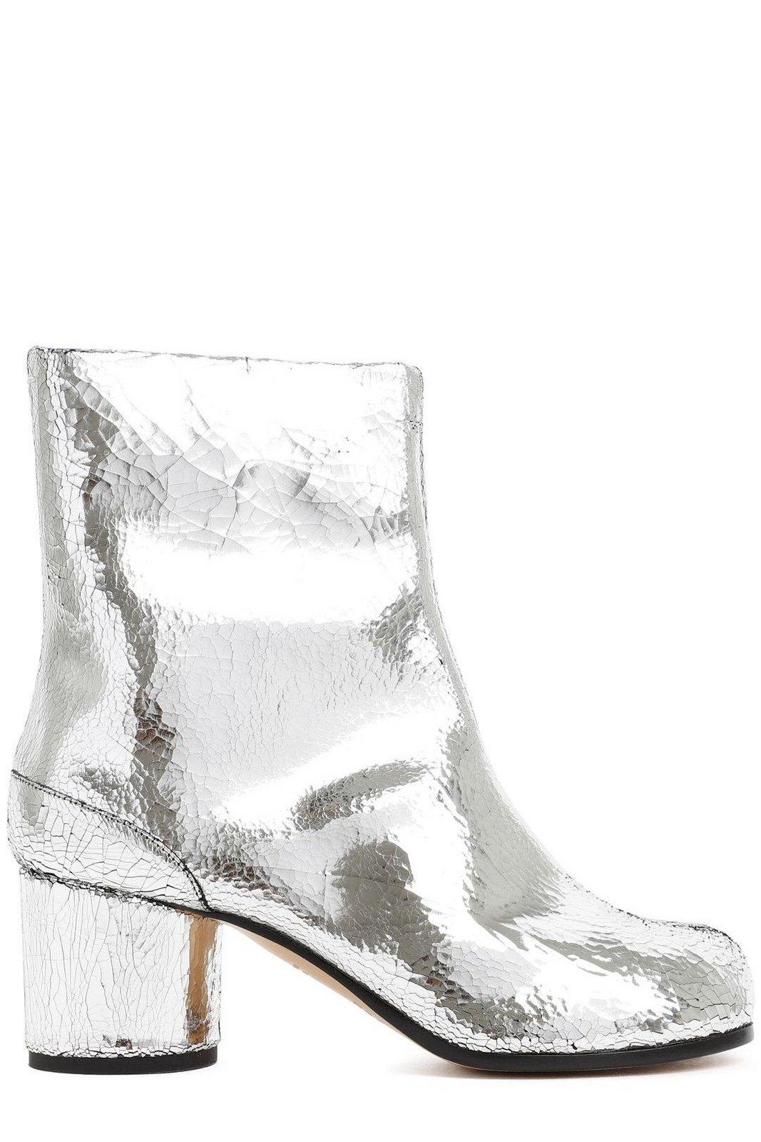 Shop Maison Margiela Tabi High-ankle Boots In Silver/metallic