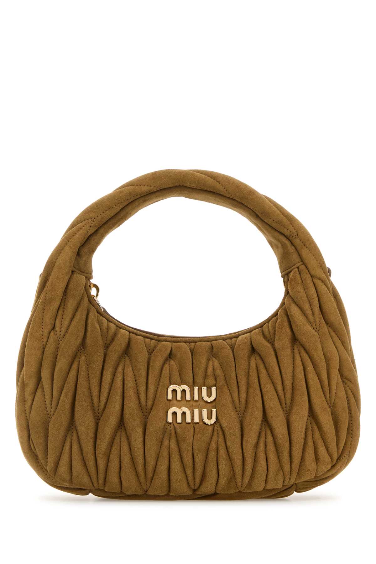 Miu Miu Khaki Suede Handbag In Green