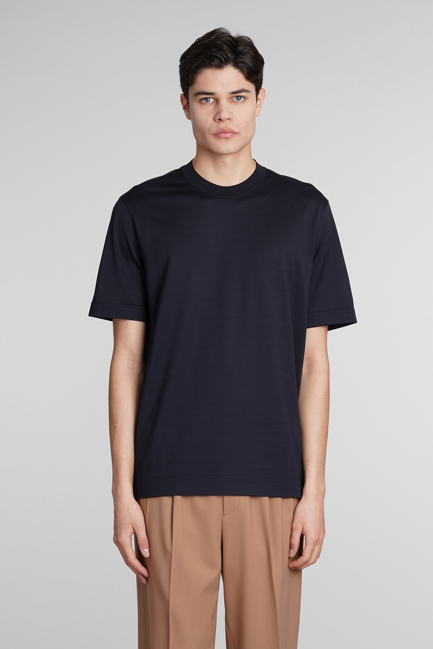 Zegna T-shirt In Blue Cotton
